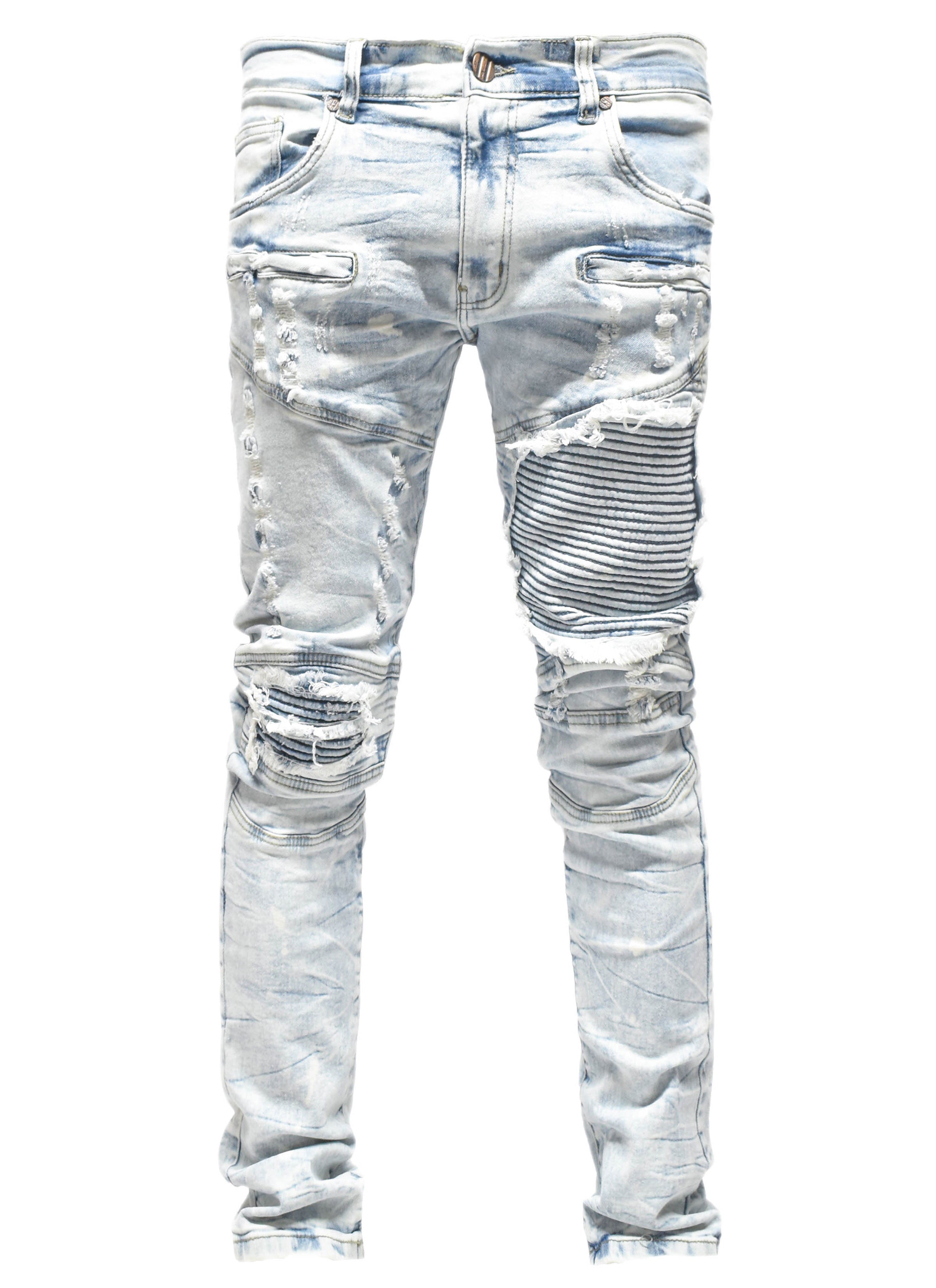 FW33574 Distressed Moto Denim