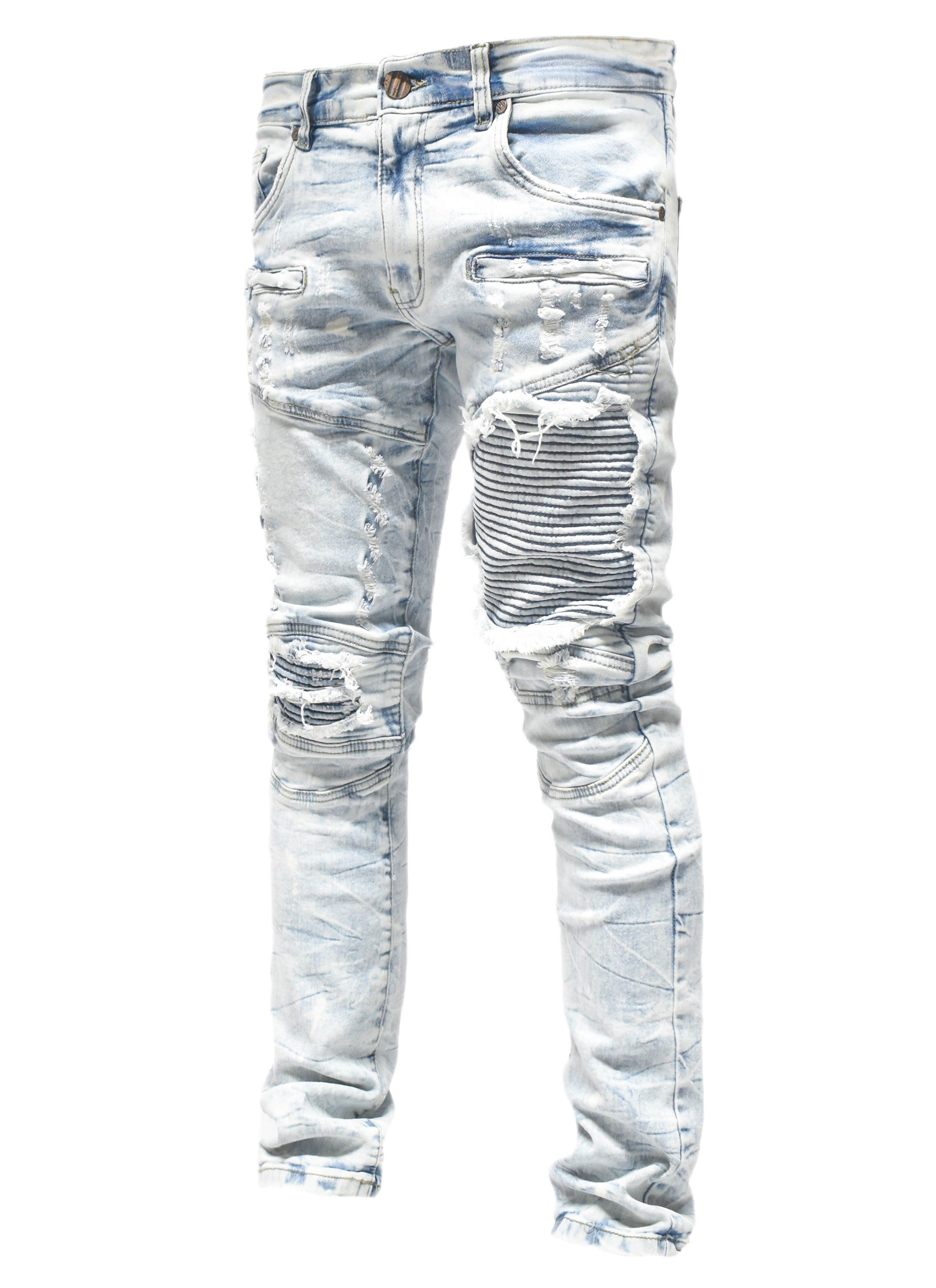 FW33574 Distressed Moto Denim
