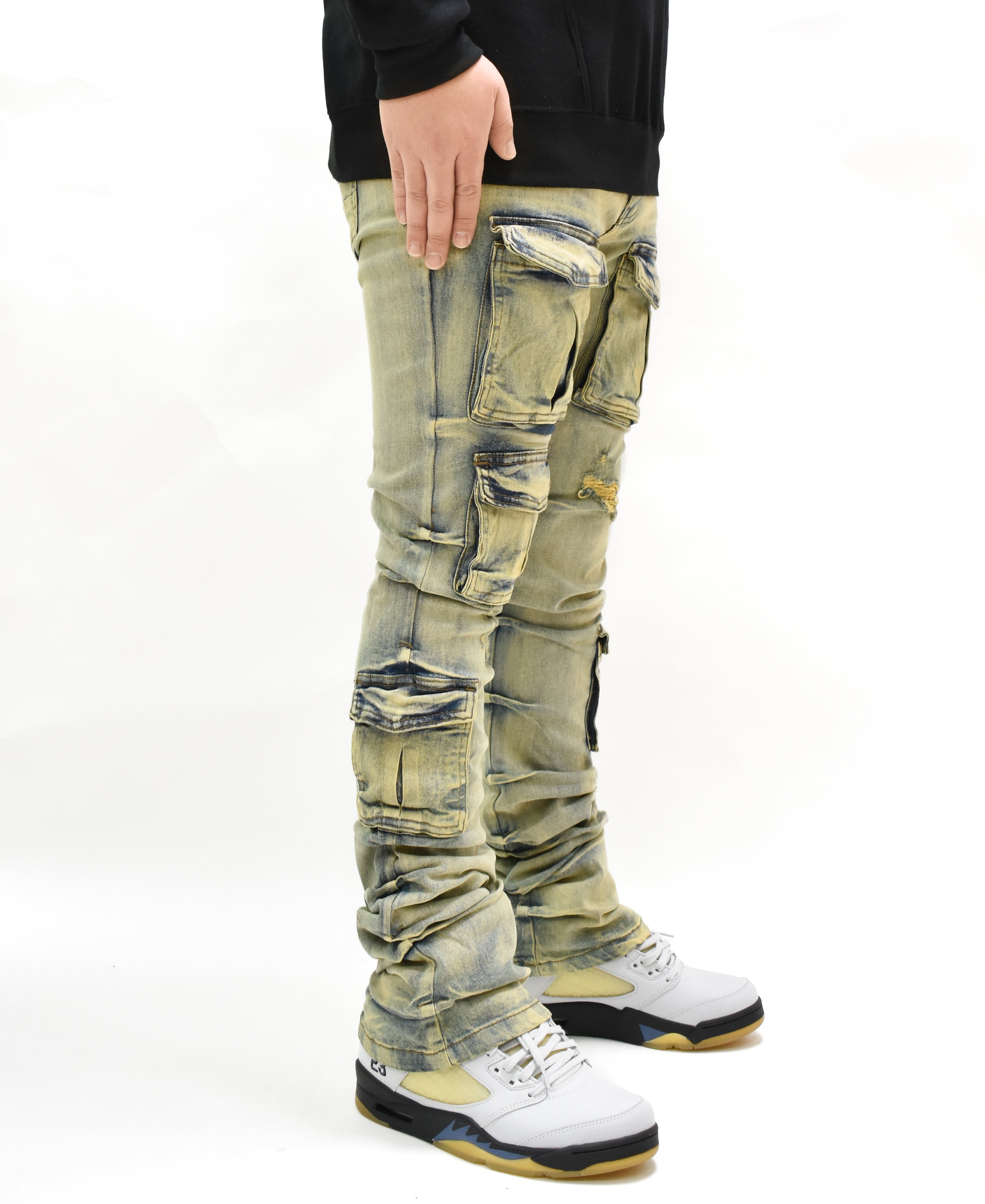 G24002 Cargo Pocket Stacked Denim