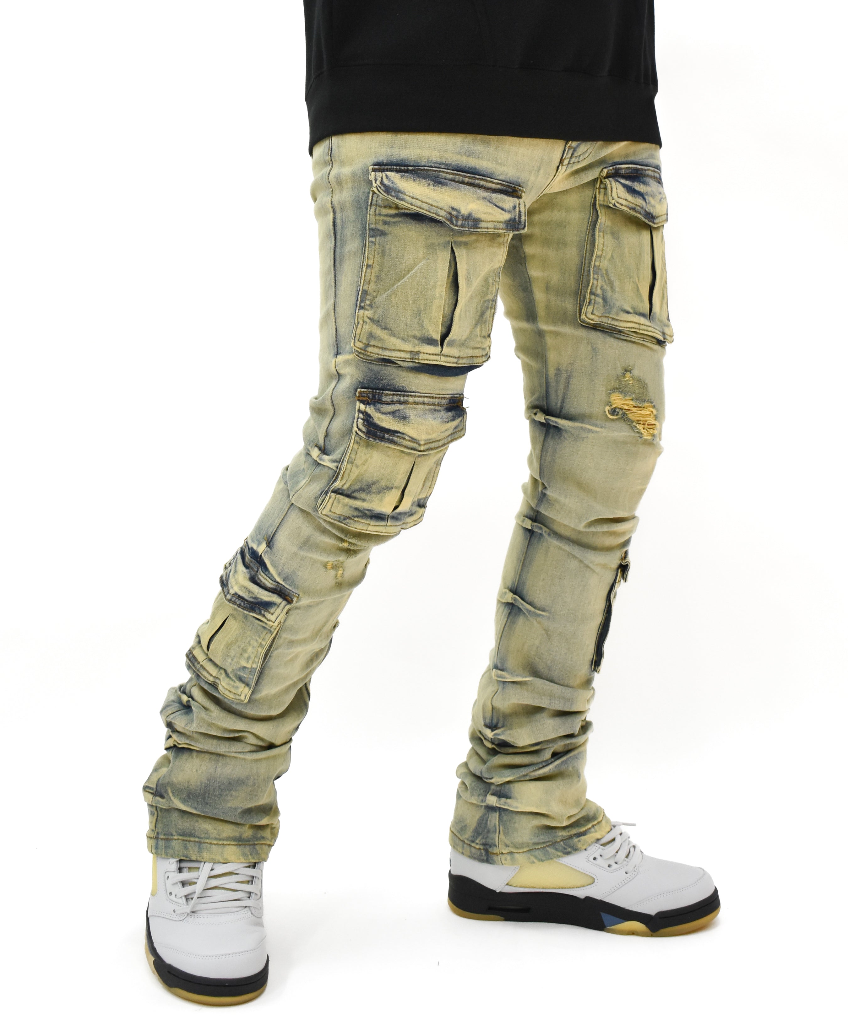 G24002 Cargo Pocket Stacked Denim