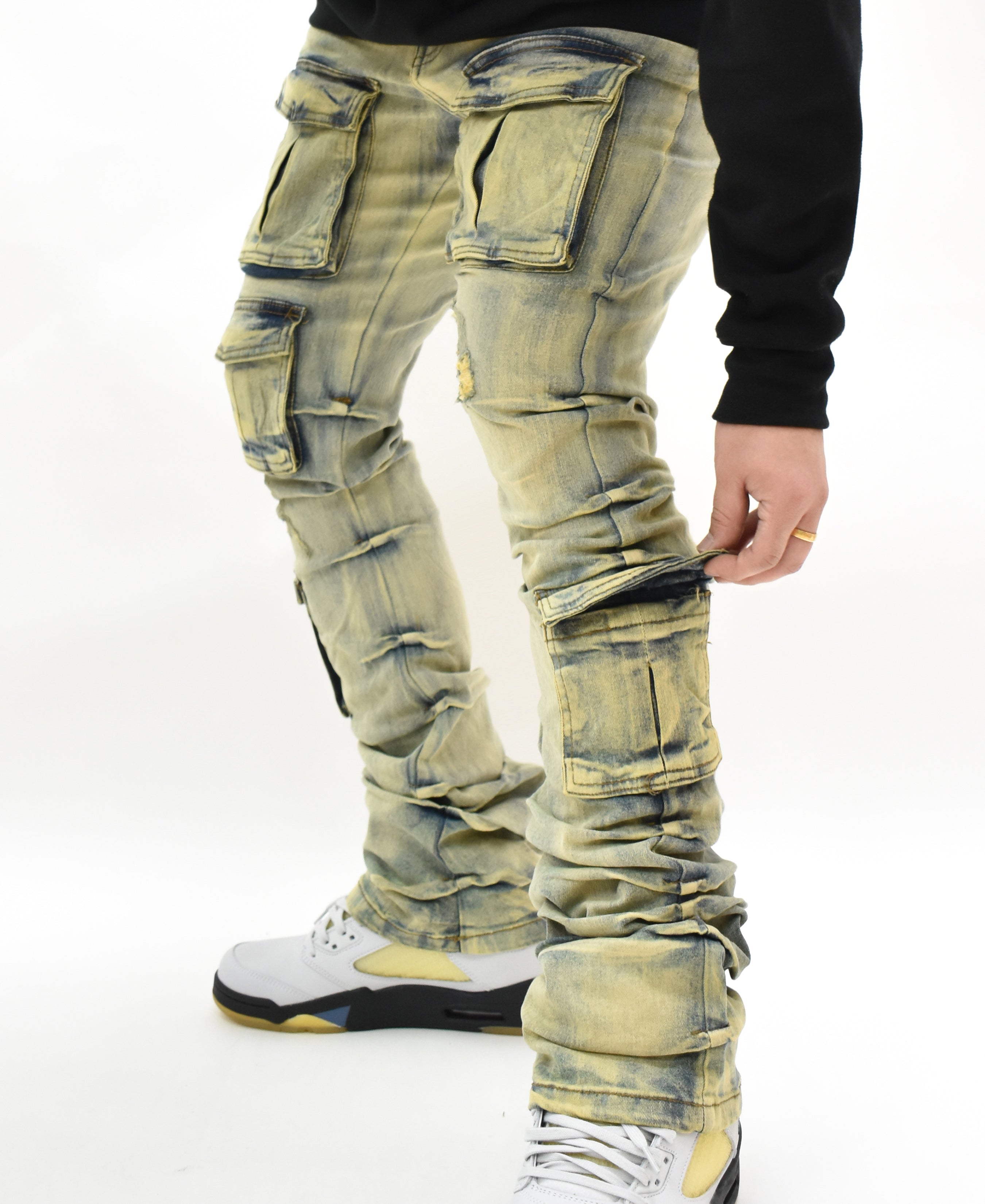 G24002 Cargo Pocket Stacked Denim