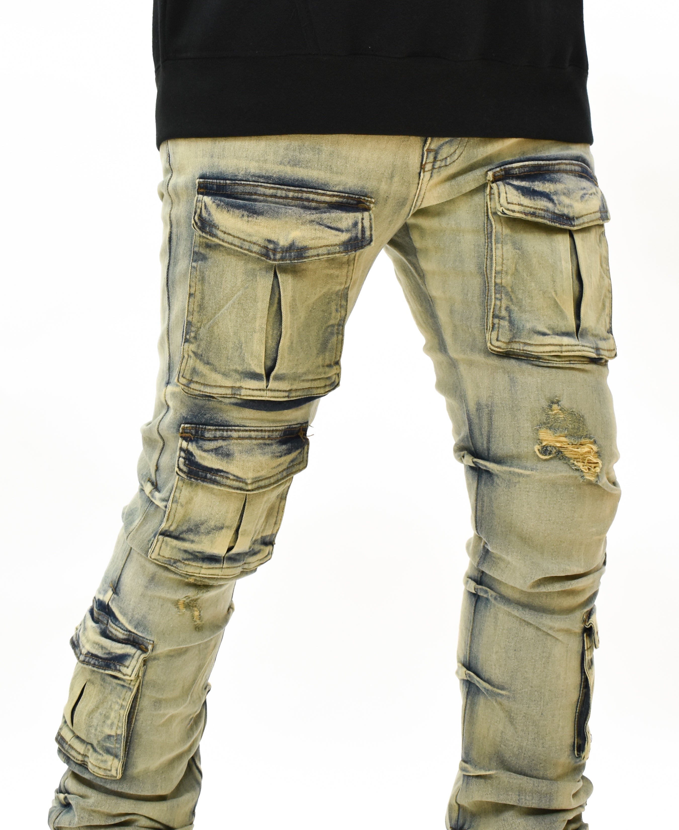 G24002 Cargo Pocket Stacked Denim