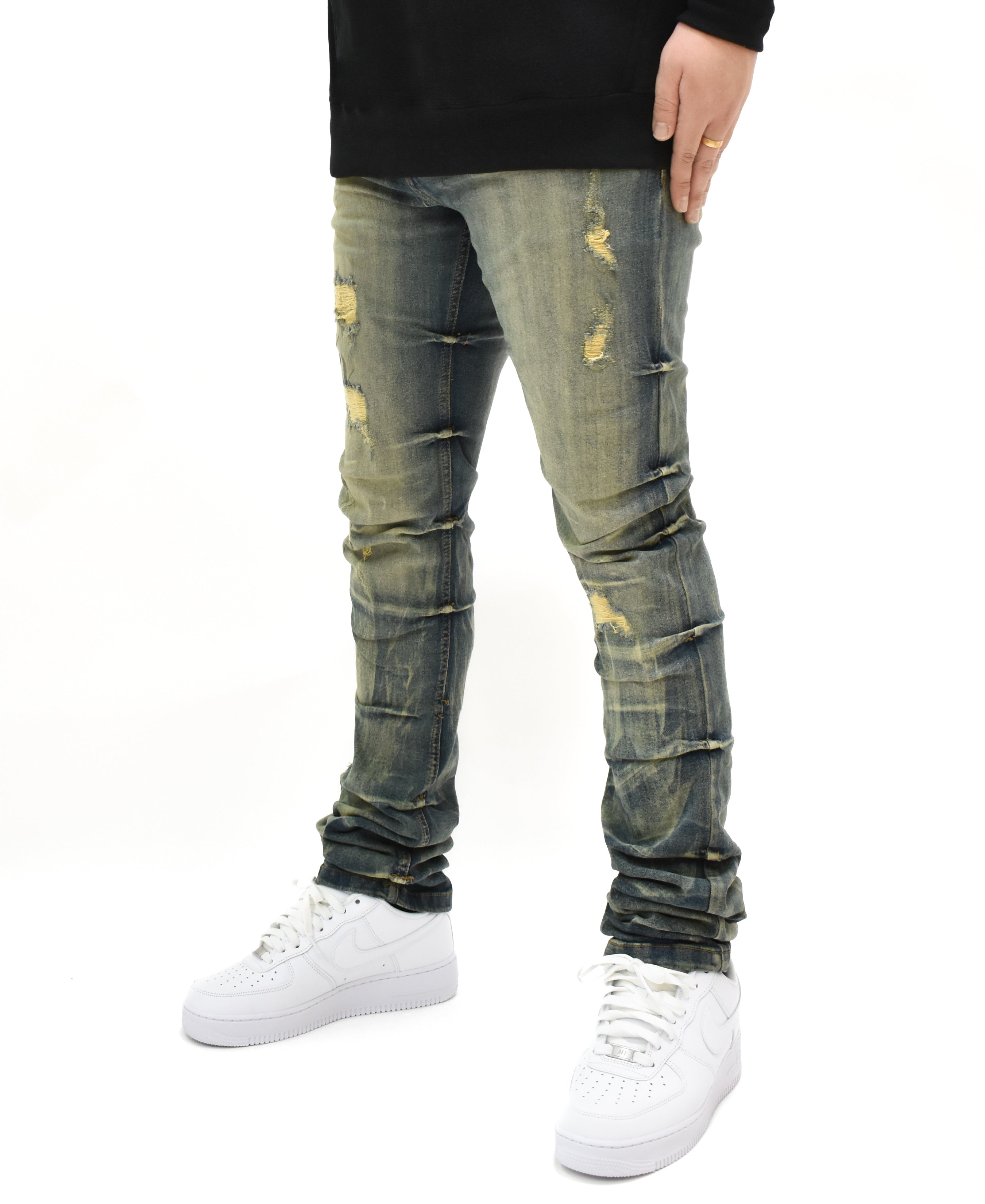 G24011 Ruched Rip Denim