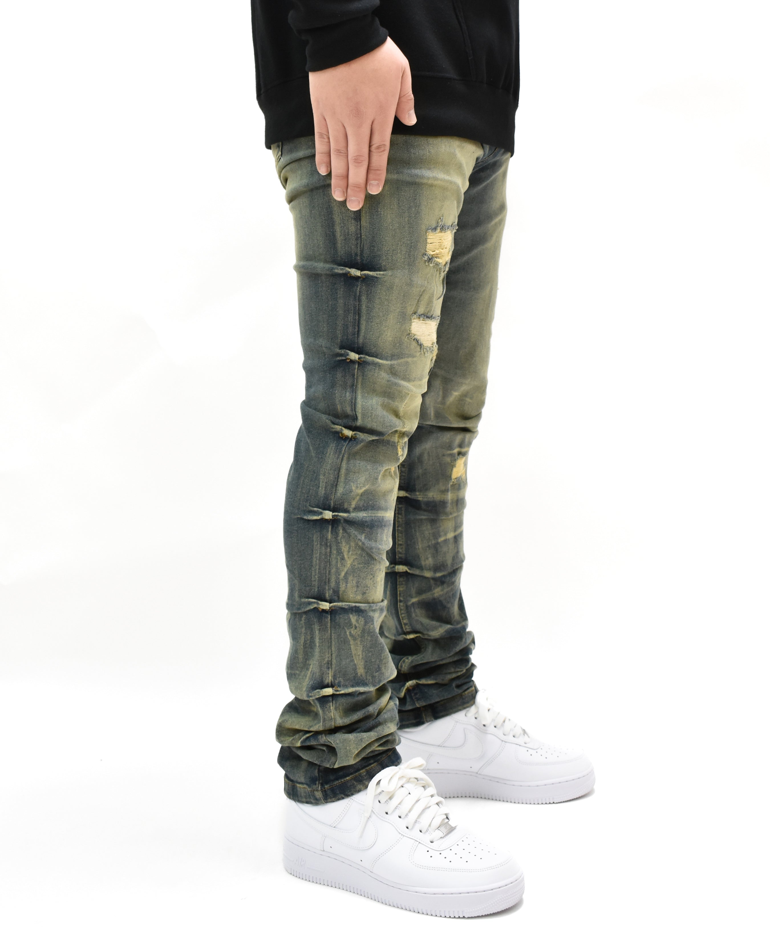G24011 Ruched Rip Denim