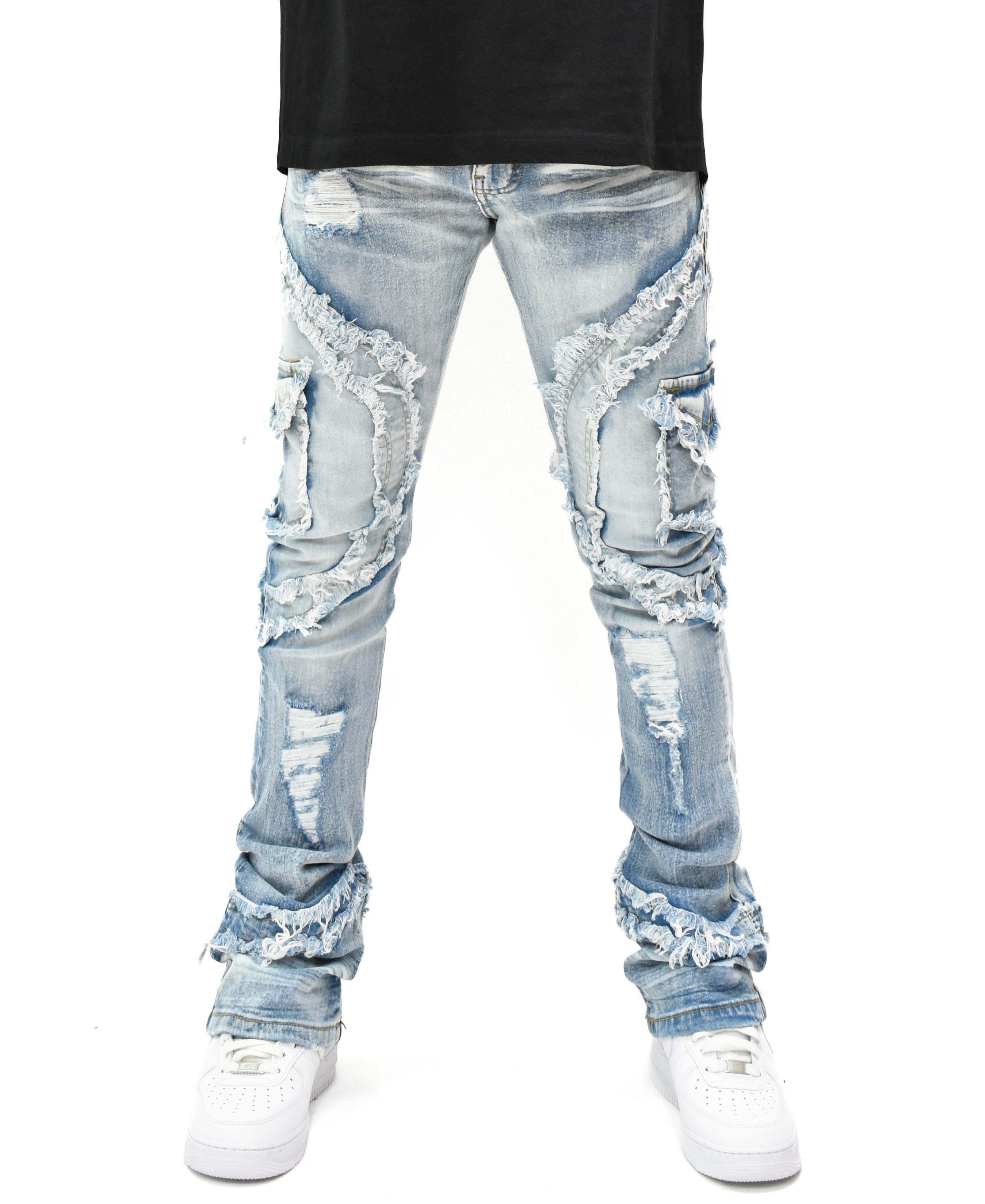 FW33222 Distressed Stacked Denim