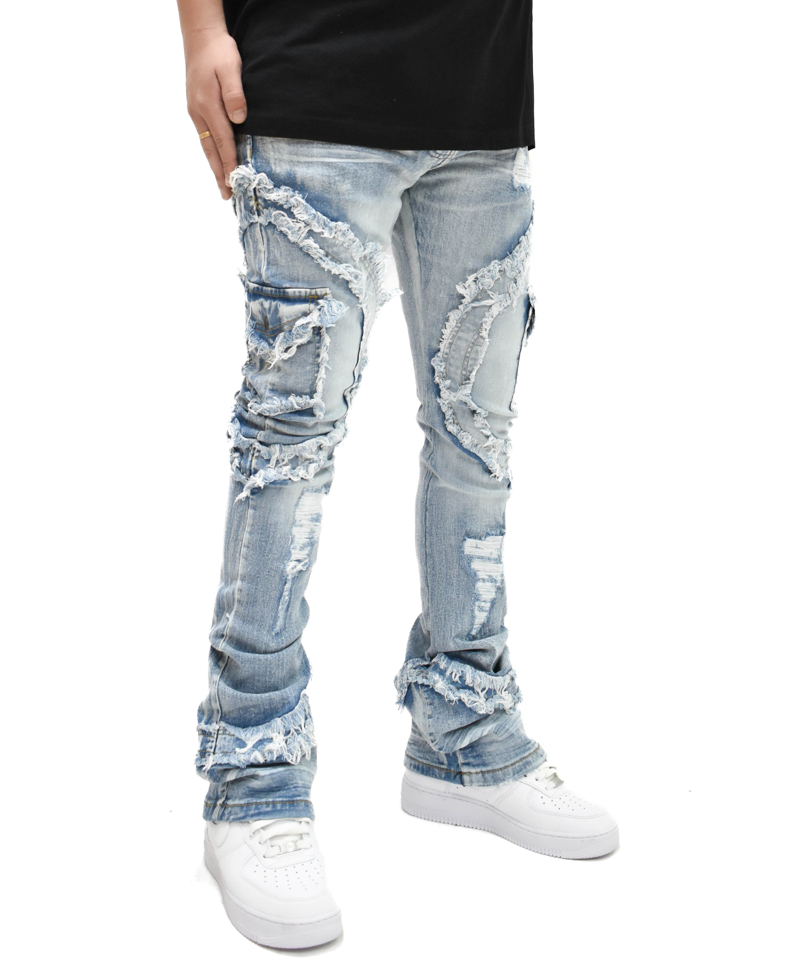 FW33222 Distressed Stacked Denim