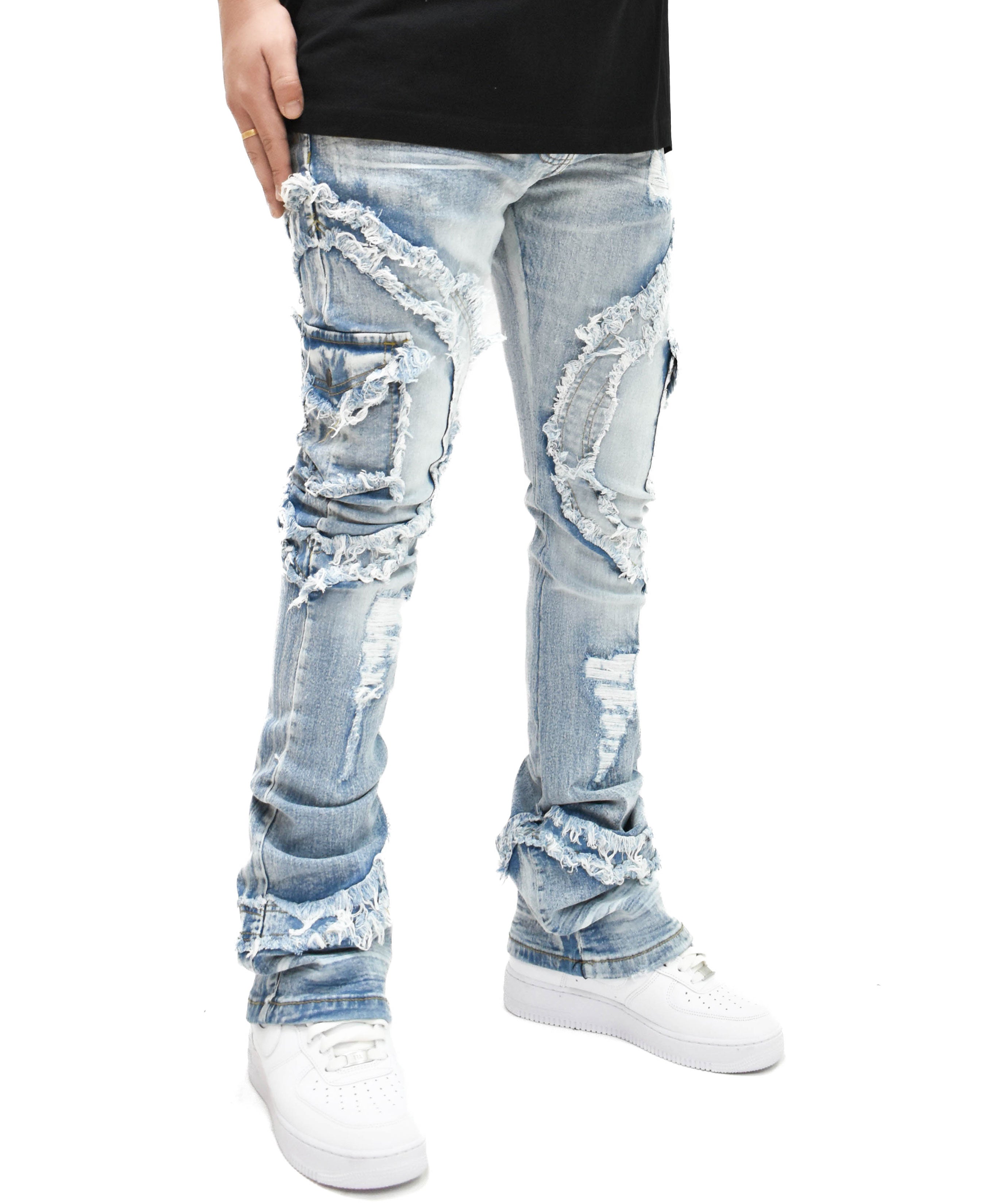 FW33222 Distressed Stacked Denim