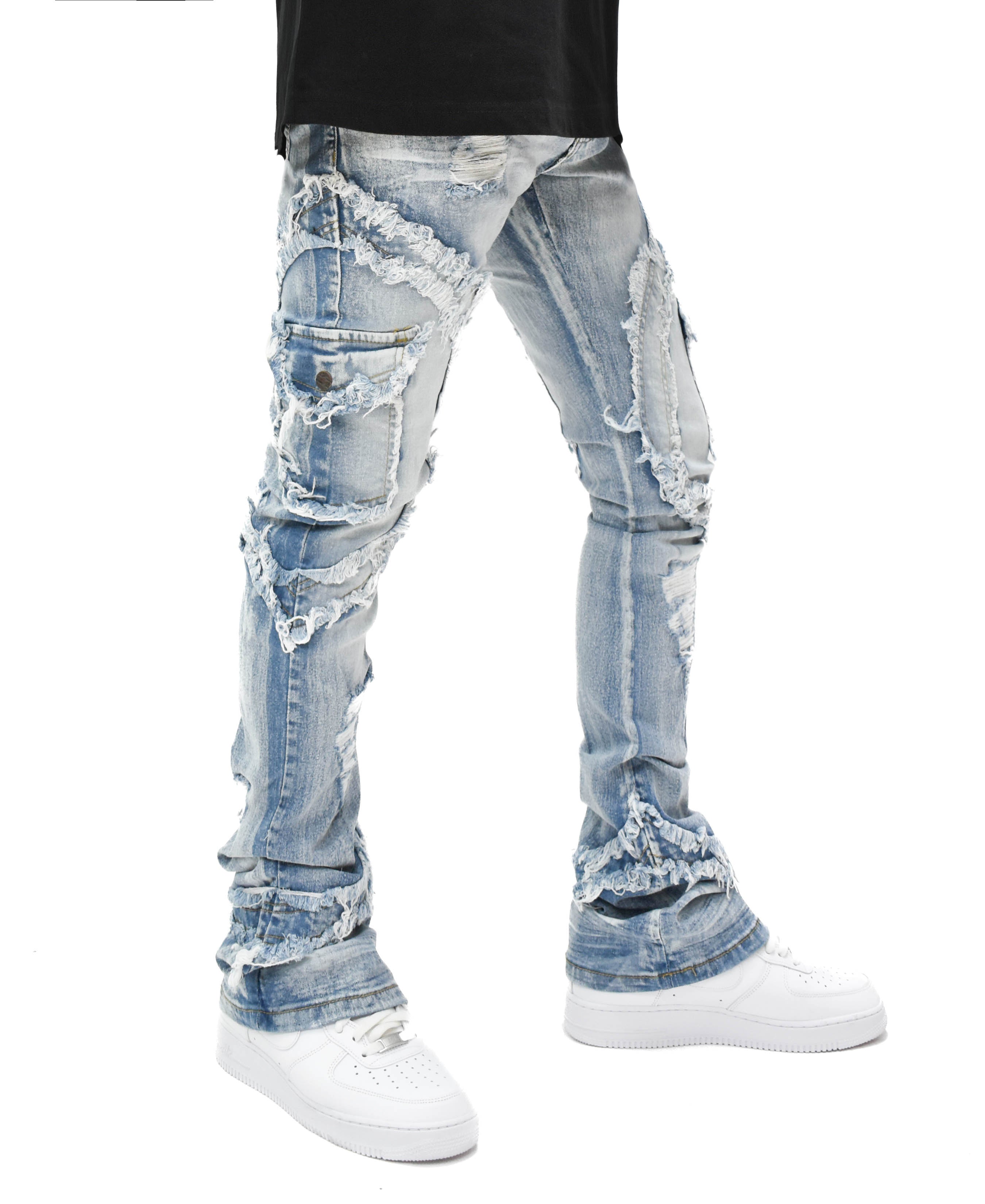 FW33222 Distressed Stacked Denim