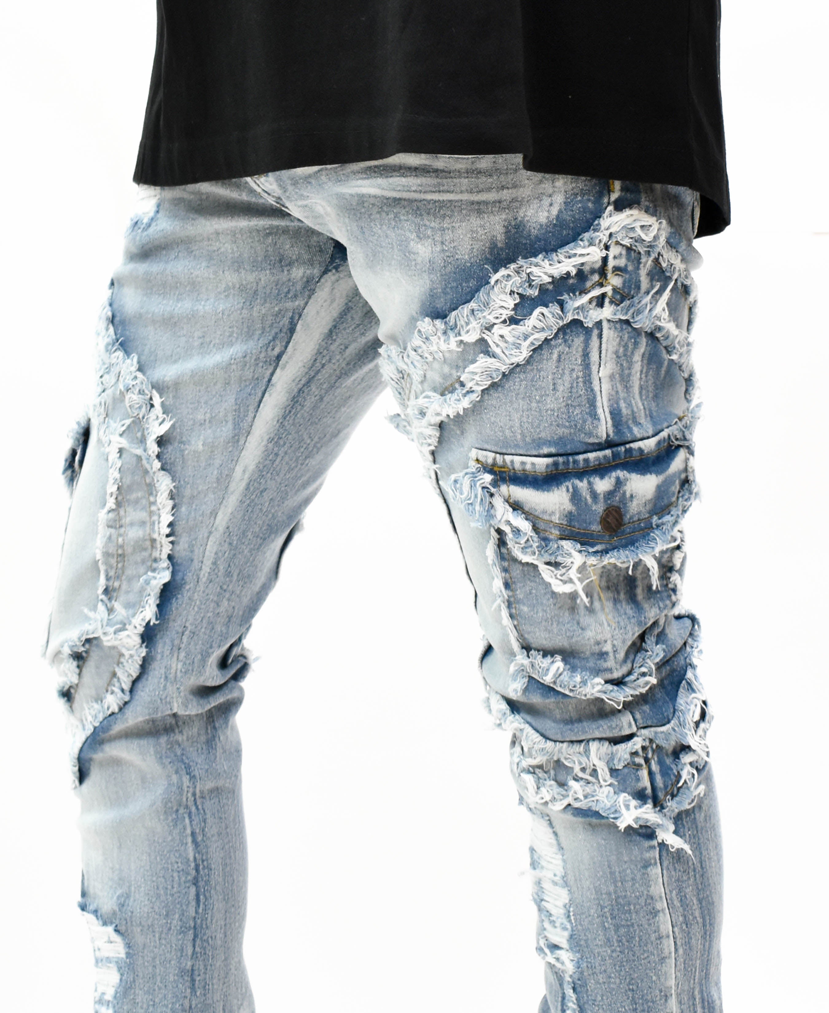 FW33222 Distressed Stacked Denim