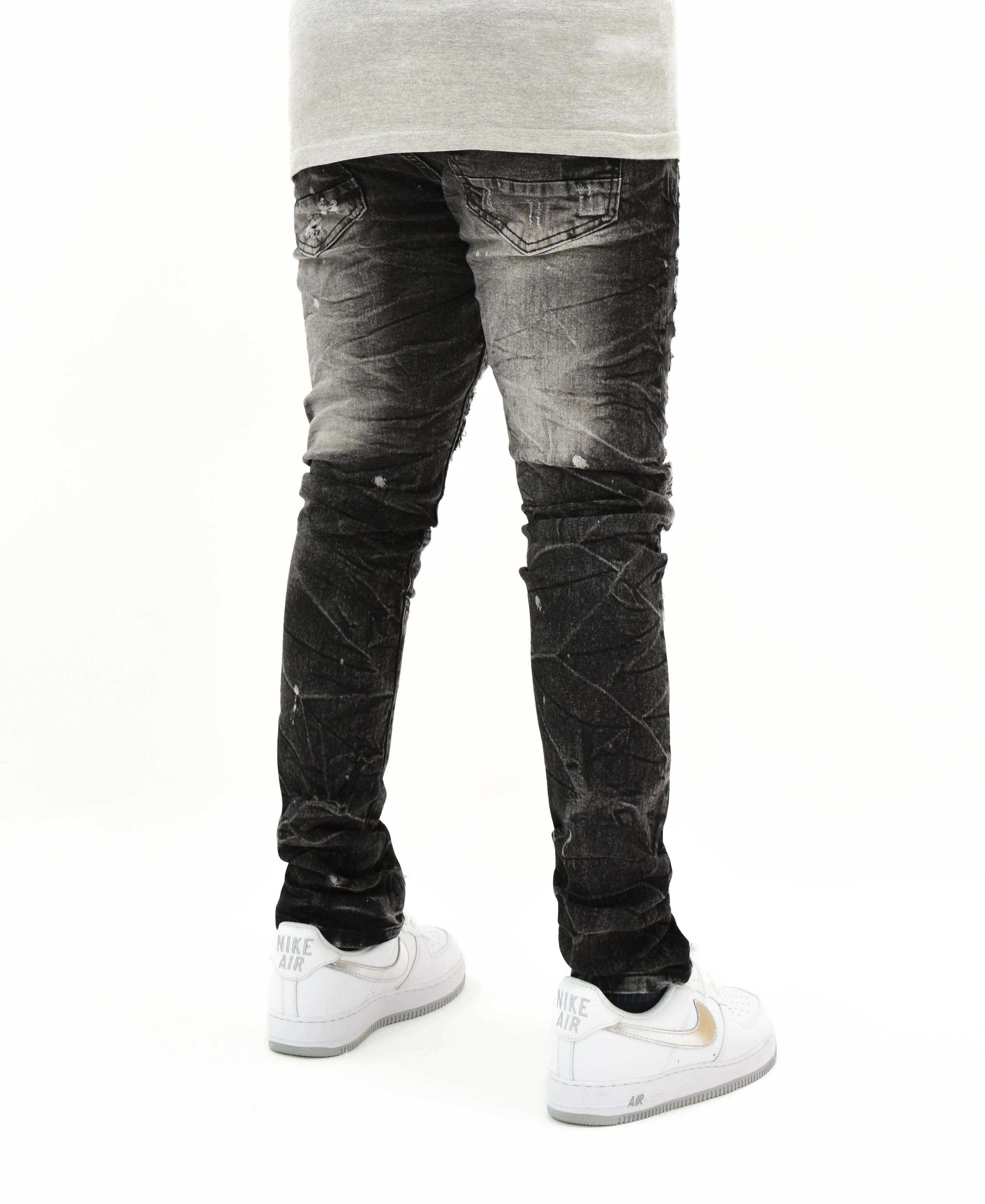 FW33574 Distressed Moto Denim