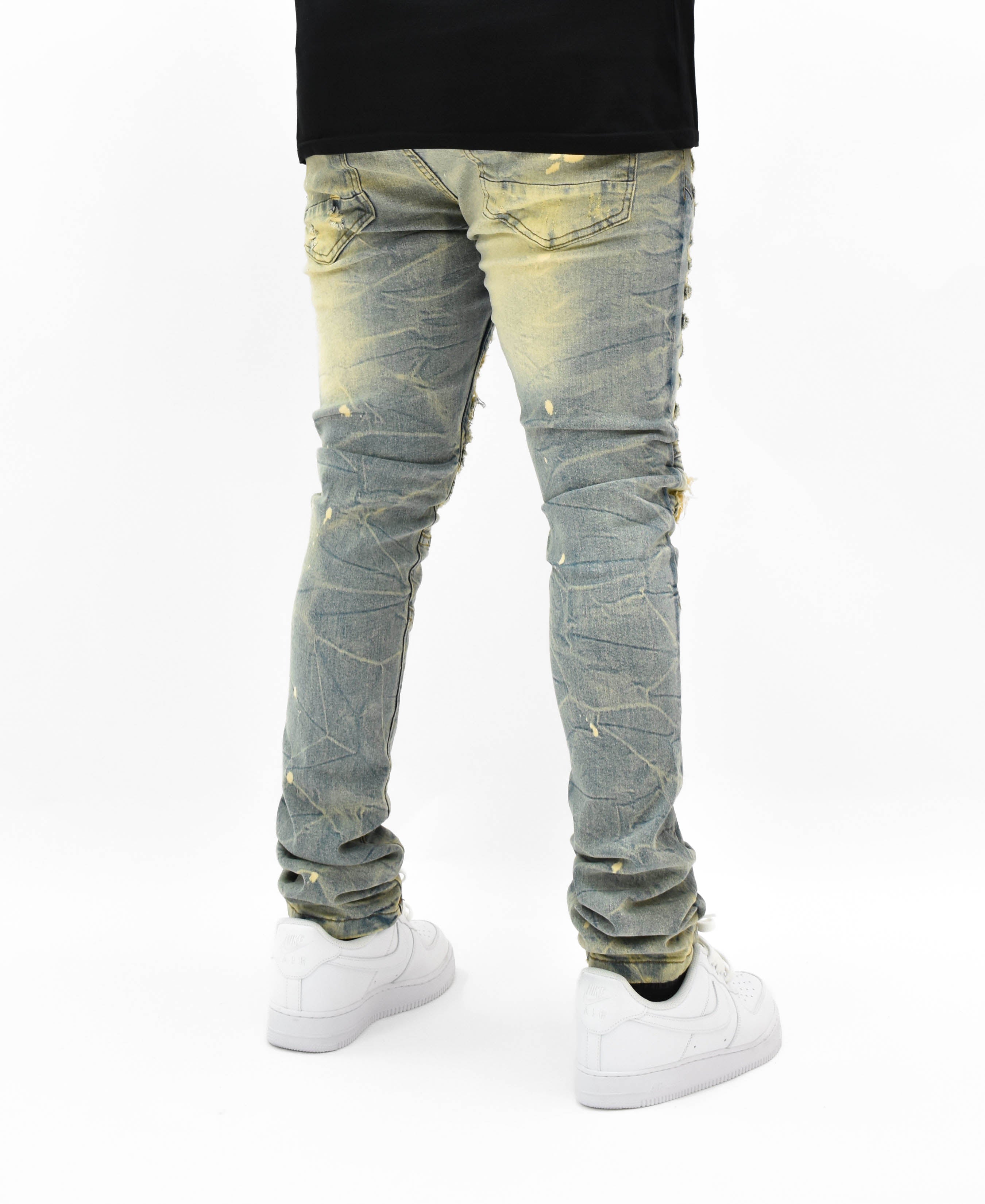 FW33574 Distressed Moto Denim