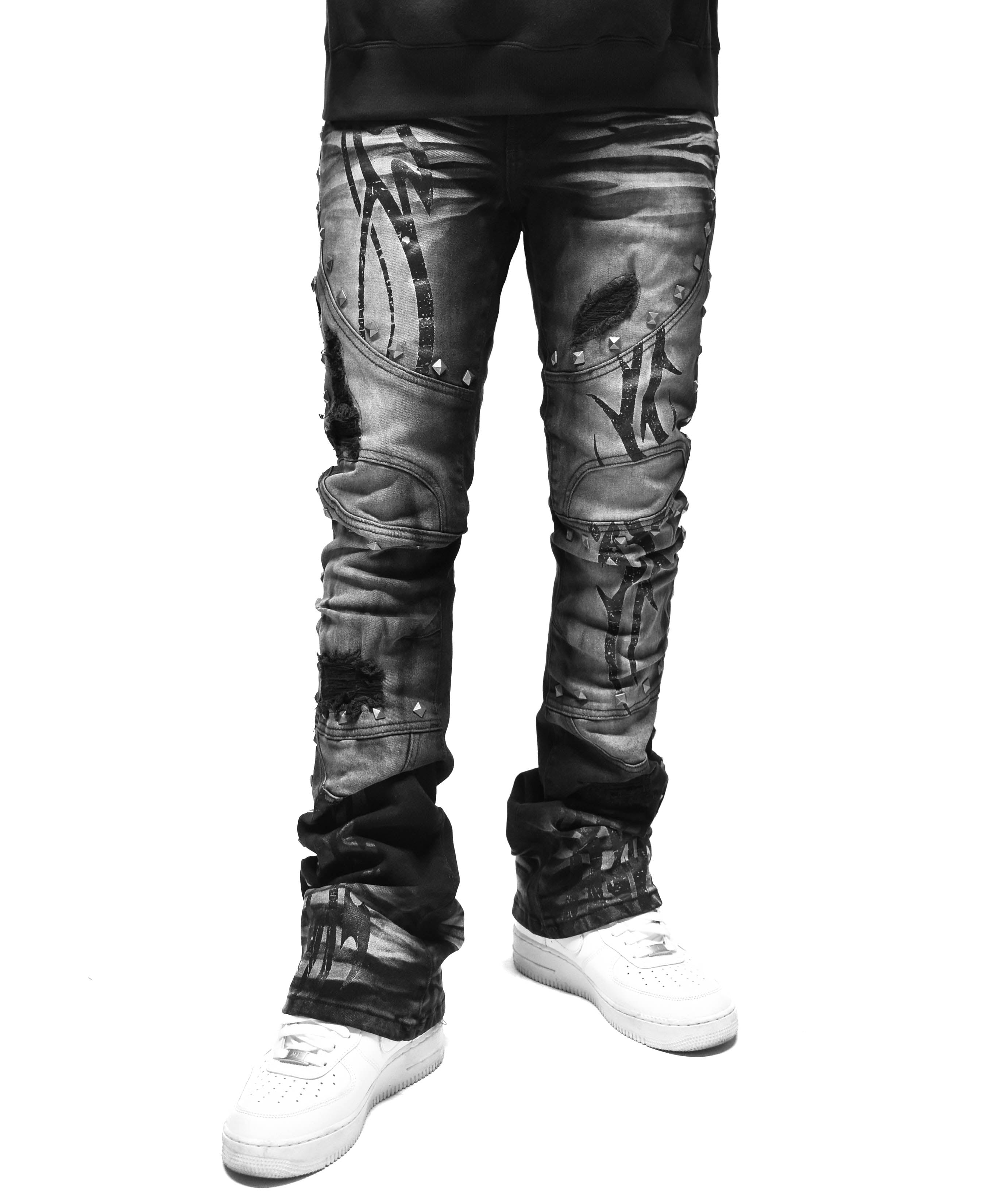 T4131 Stud Flare Denim