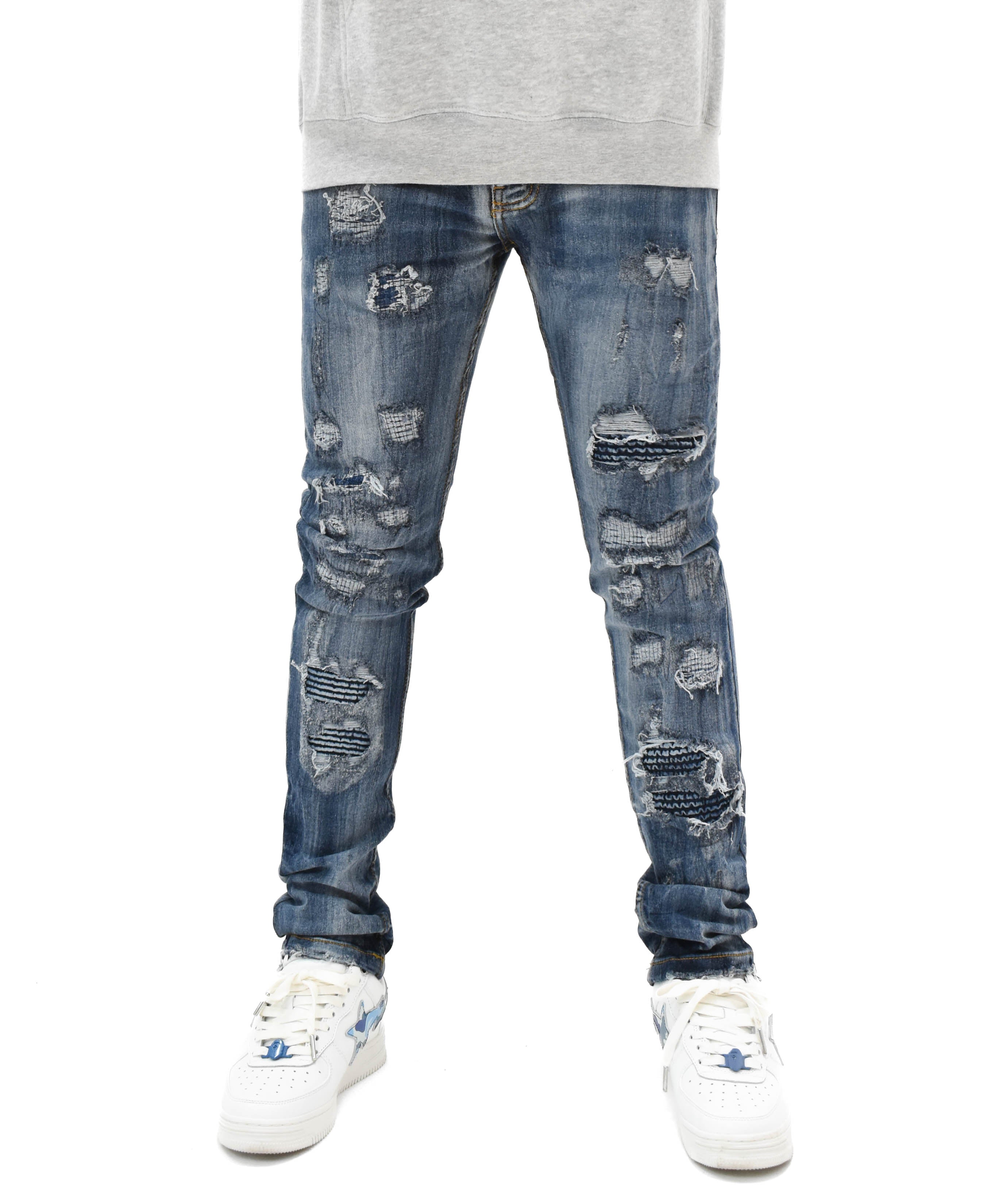 FW33705 Gashed Biker Denim
