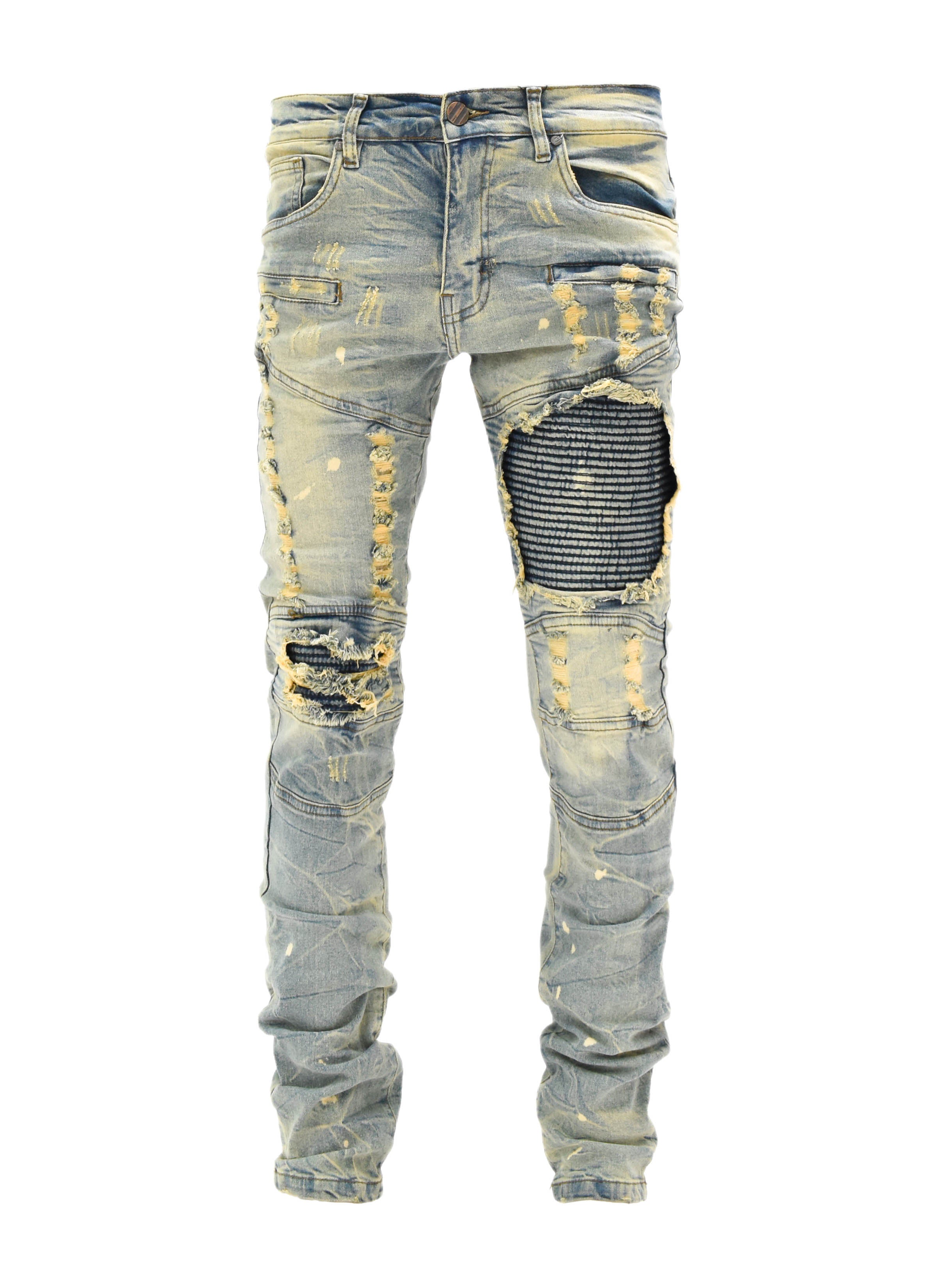 FW33574 Distressed Moto Denim