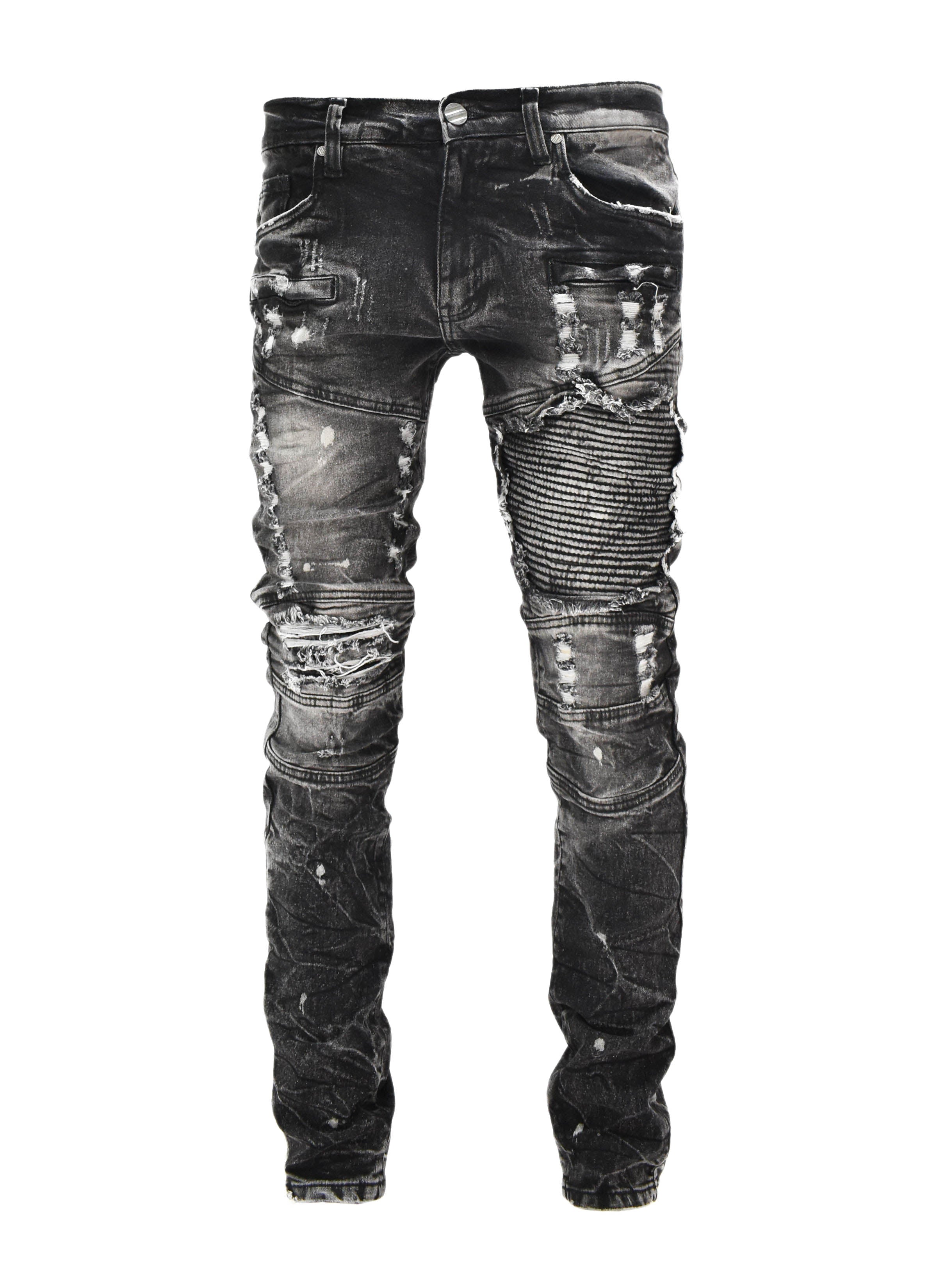FW33574 Distressed Moto Denim