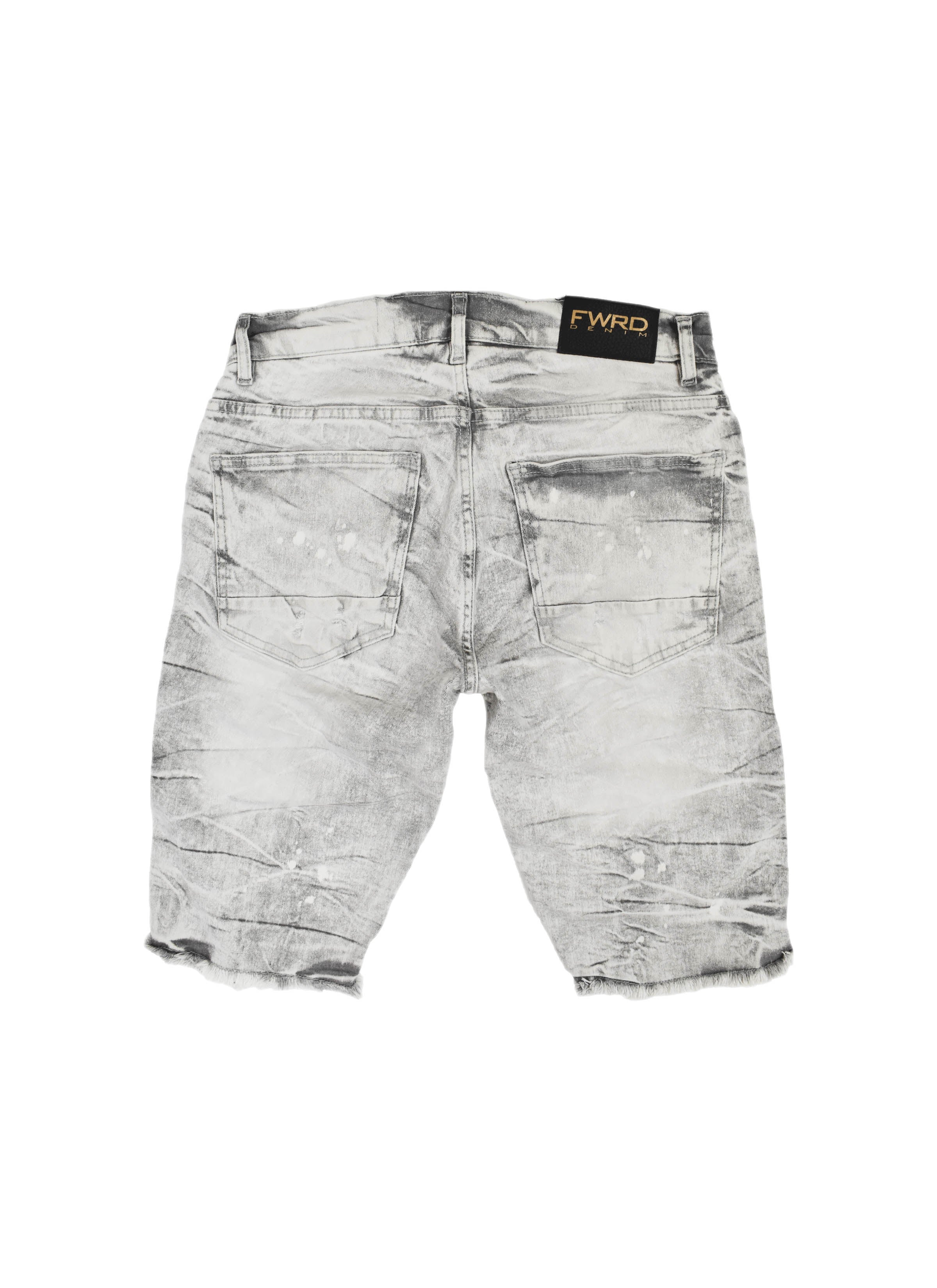FW22520 Biker Patch Denim Shorts