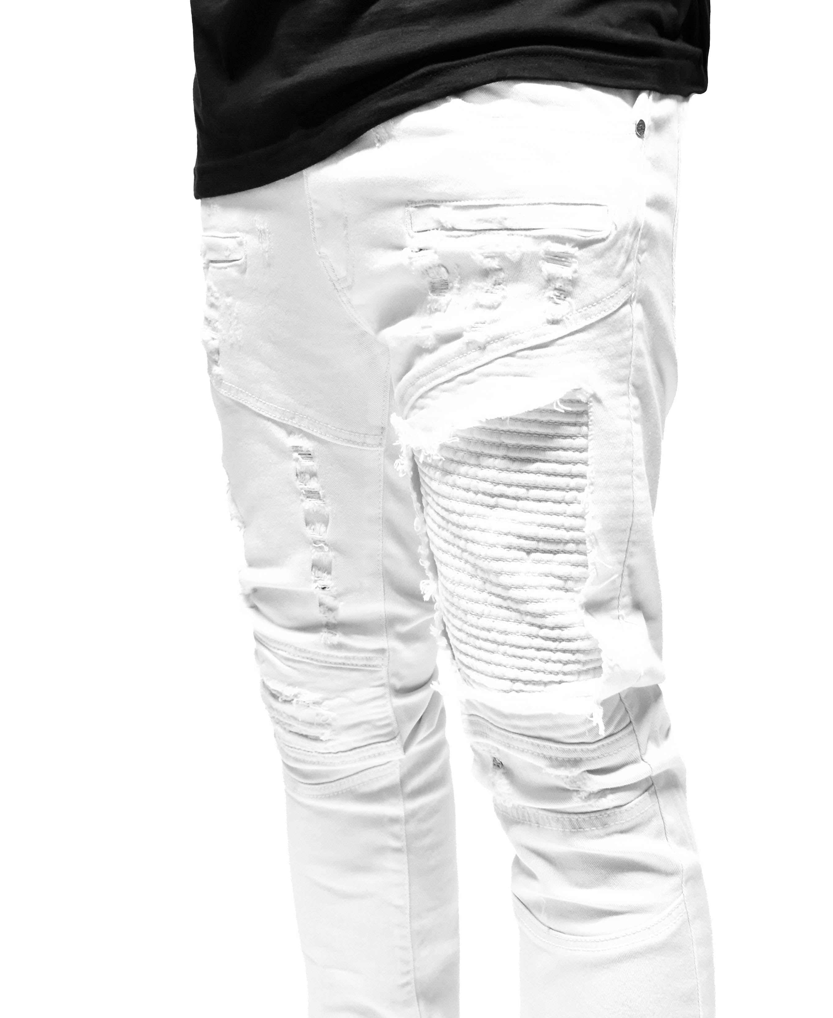 FW33574 Distressed Moto Denim
