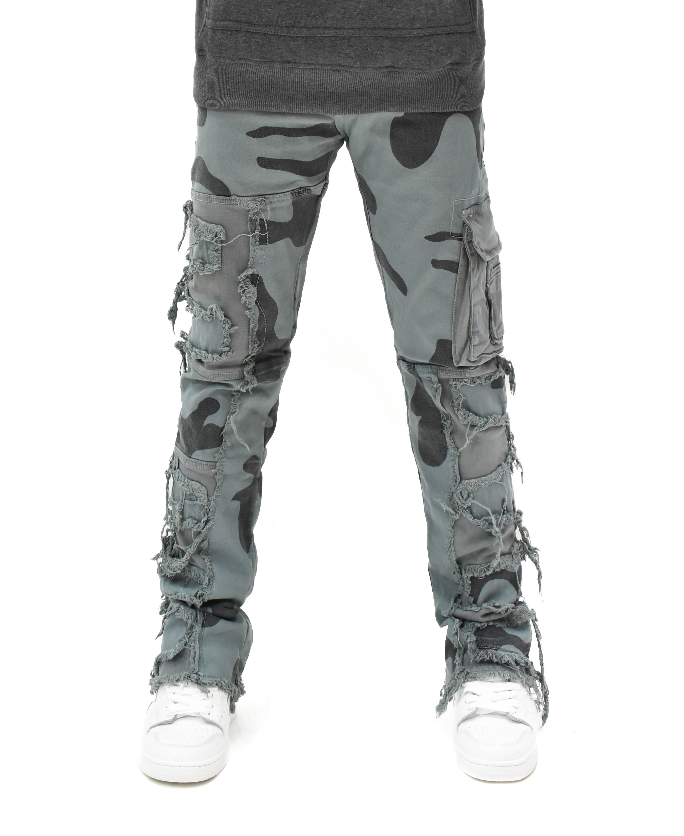 T4034 Distressed Camo Denim
