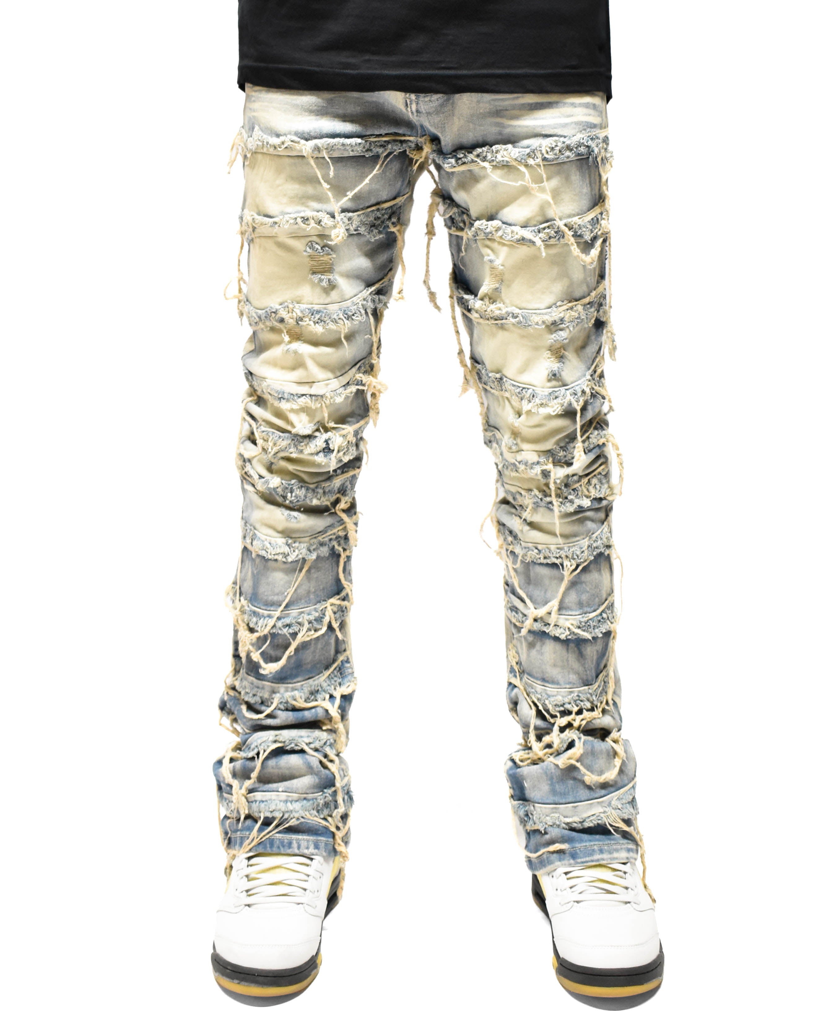 S3016 Distressed Stack Denim