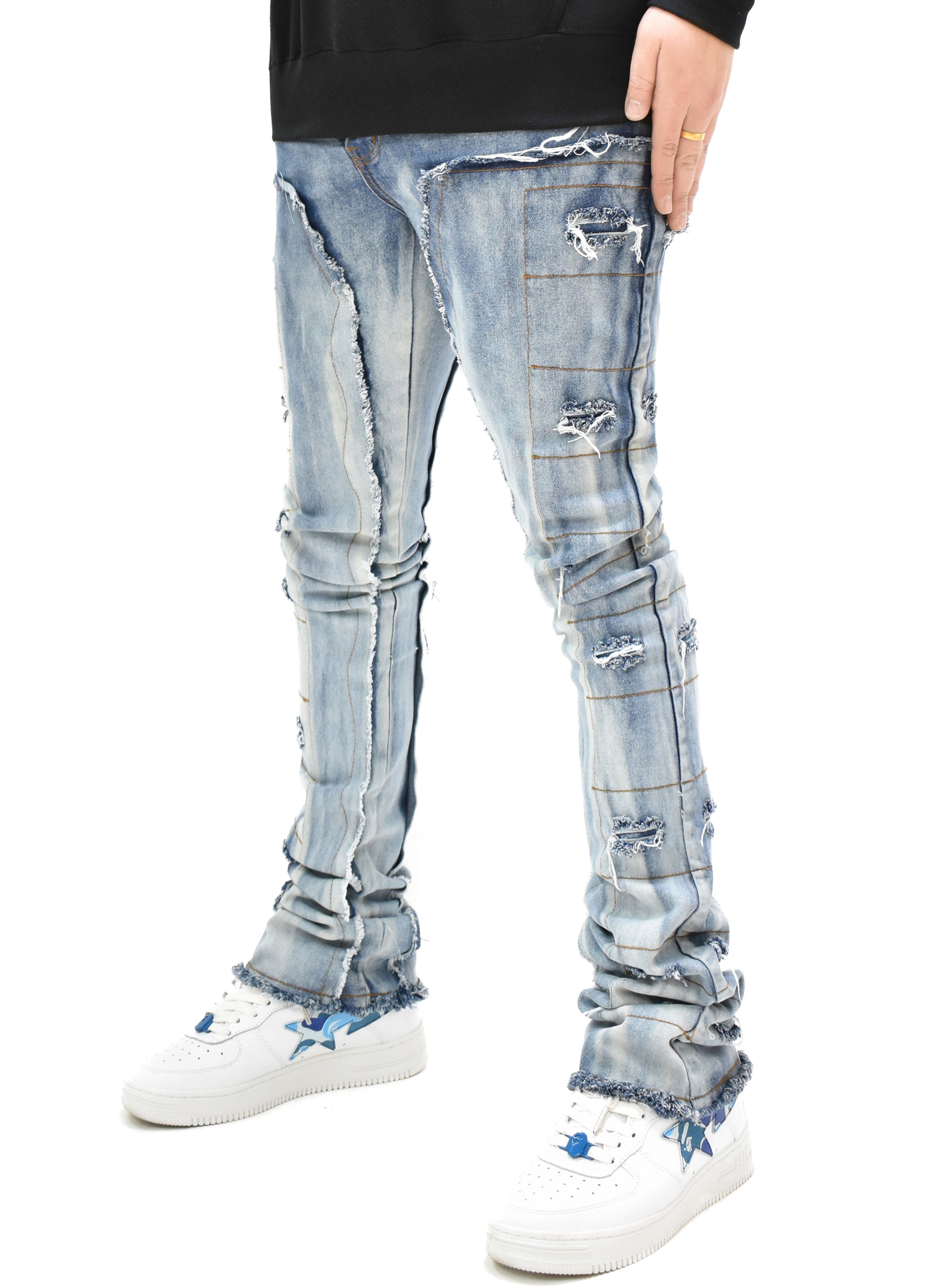 LV2300 Frayed Rip Denim