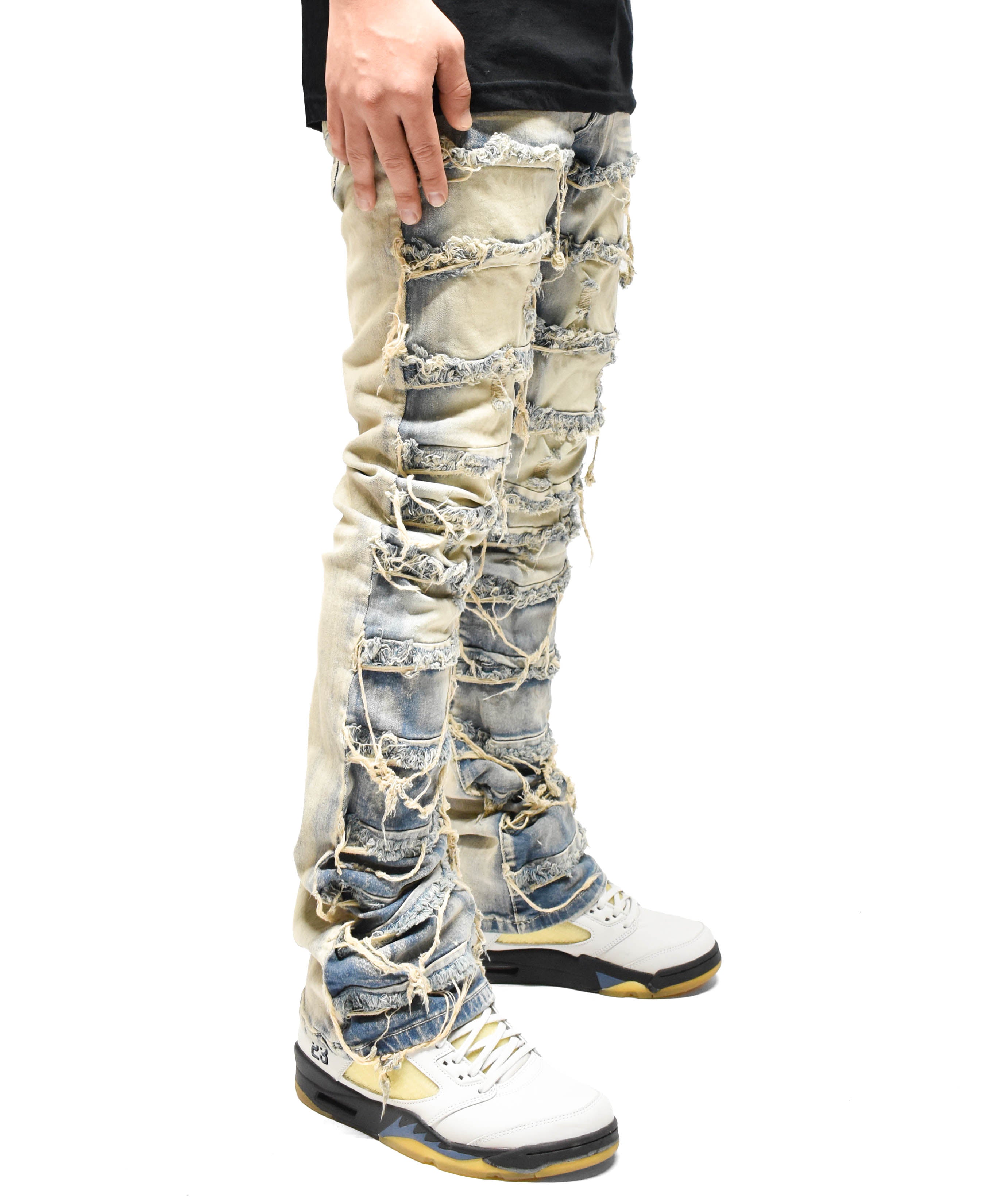 S3016 Distressed Stack Denim