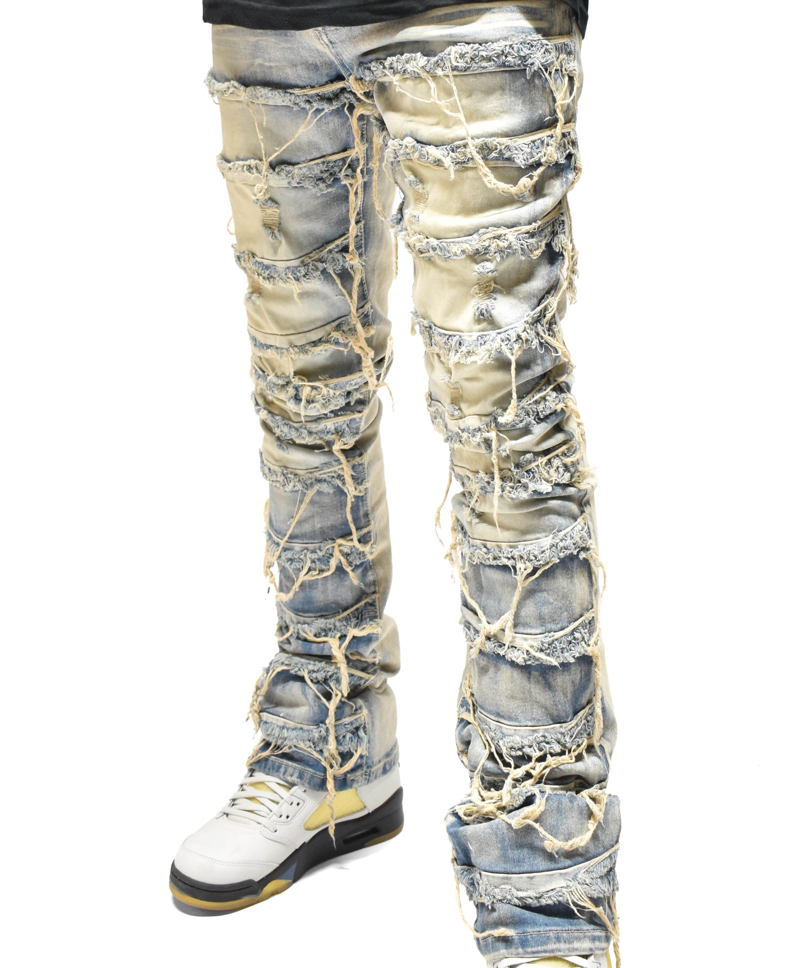 S3016 Distressed Stack Denim