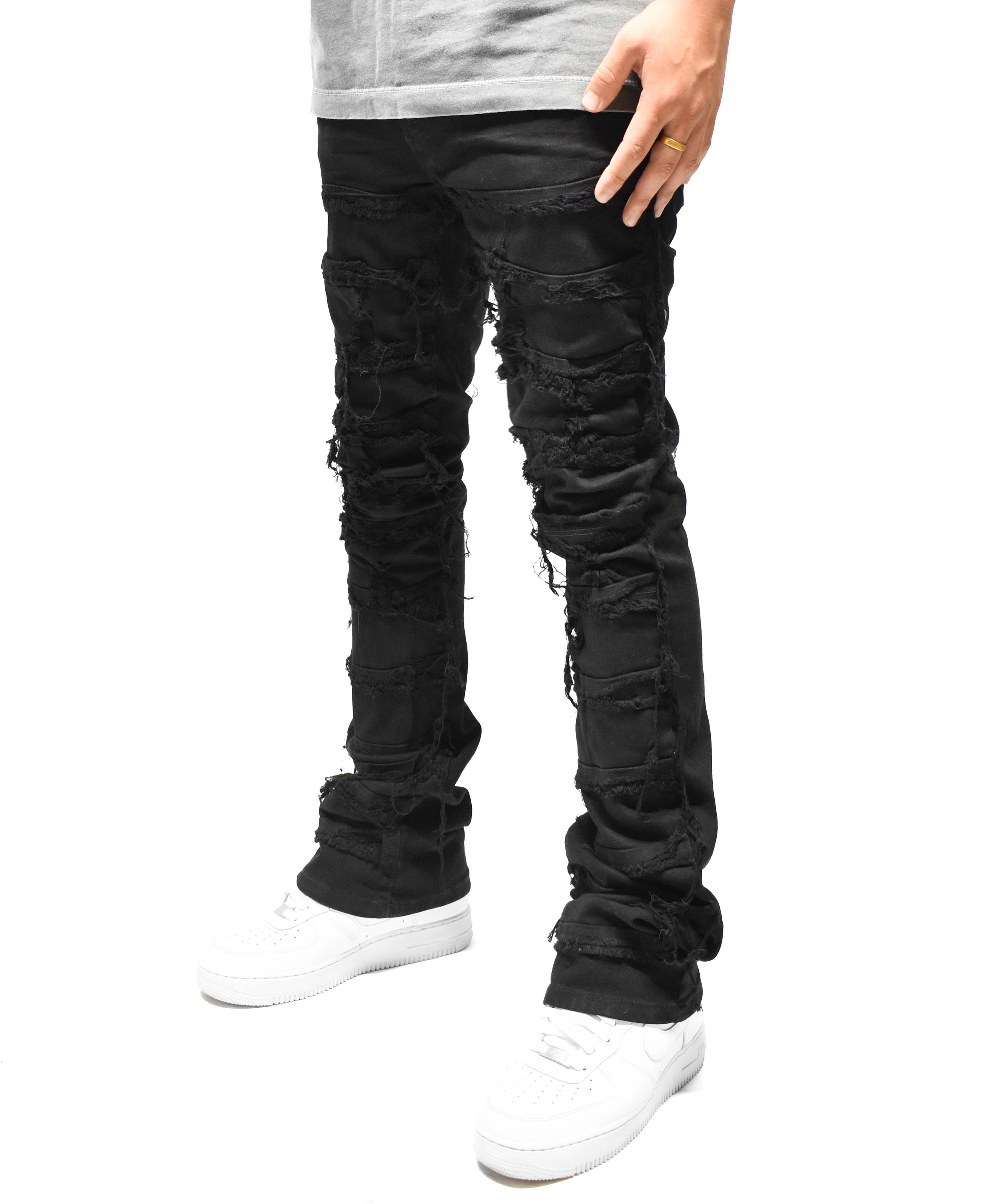 S3016 Distressed Stack Denim