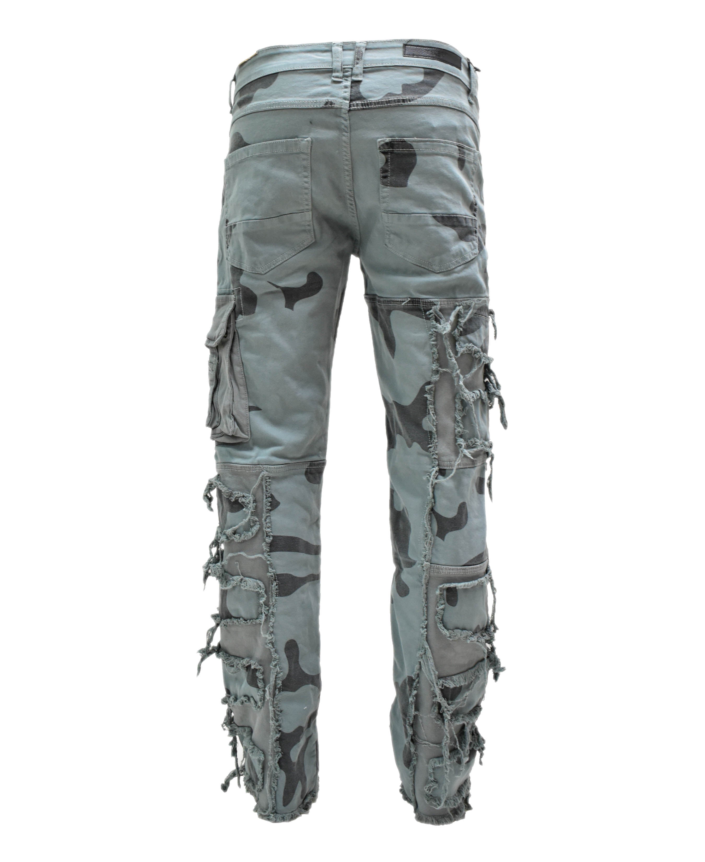 T4034 Distressed Camo Denim