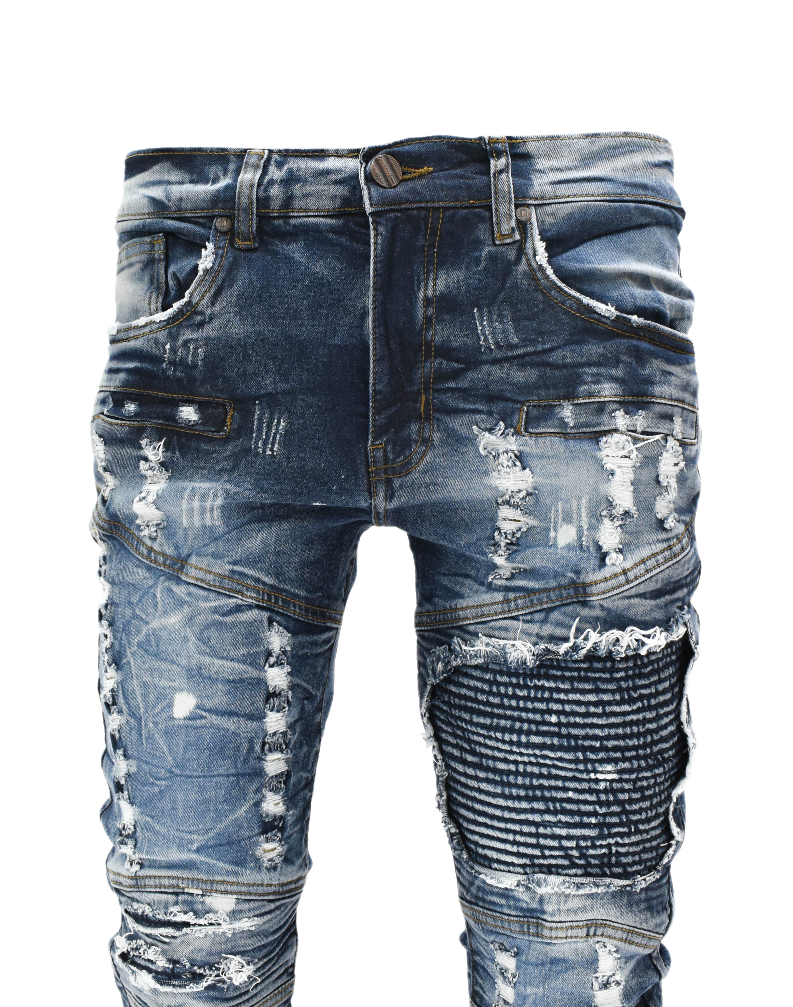 FW33574 Distressed Moto Denim