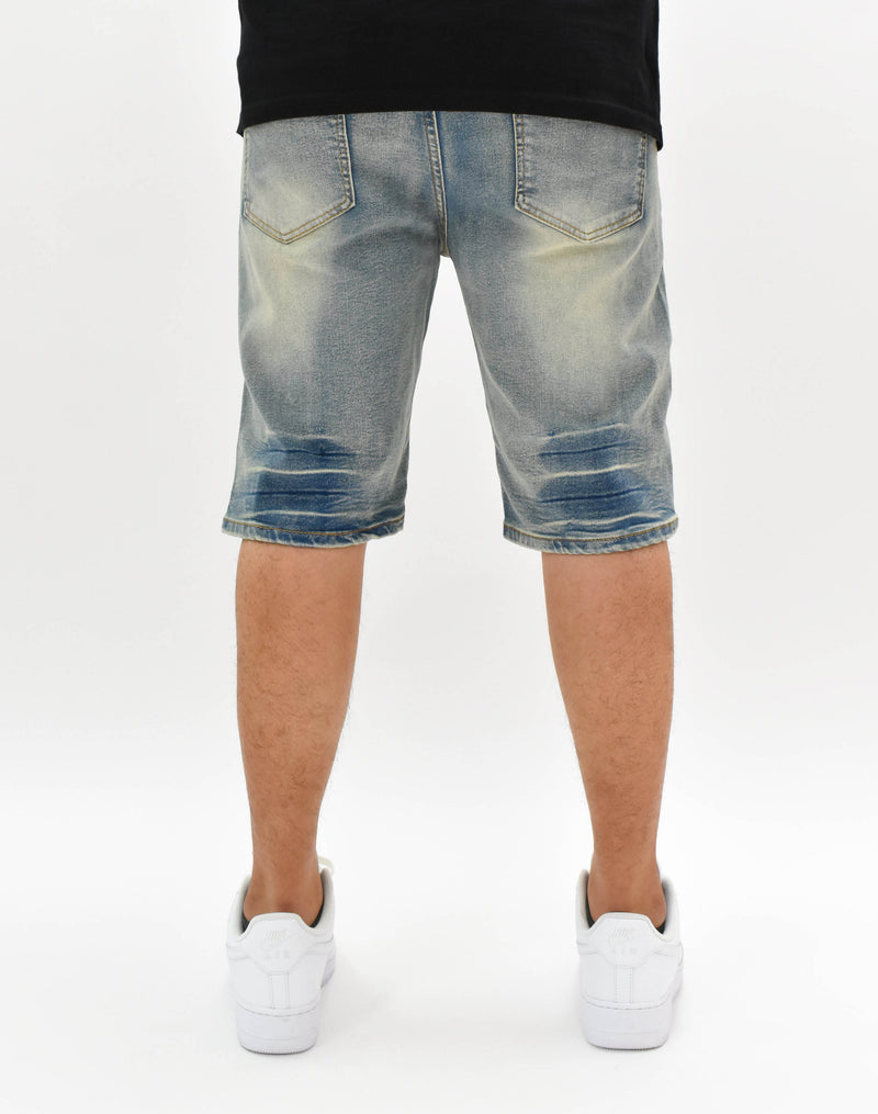 MS21513 Ripped Rhinestone Denim Shorts