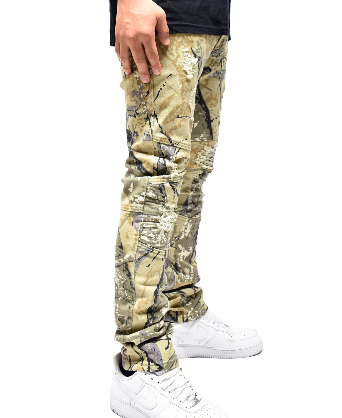 S4425 Ripped Camo Denim
