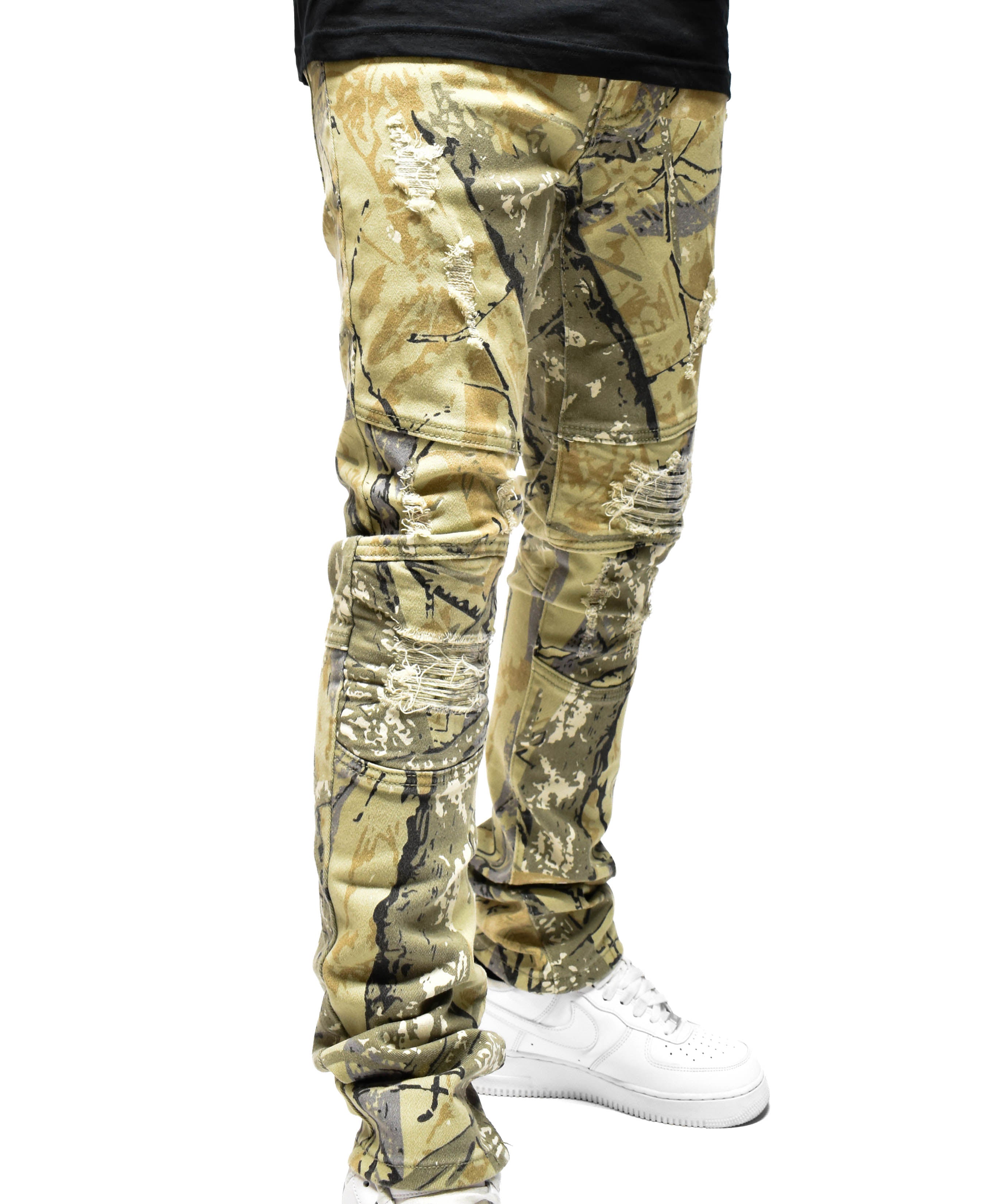 S4425 Ripped Camo Denim