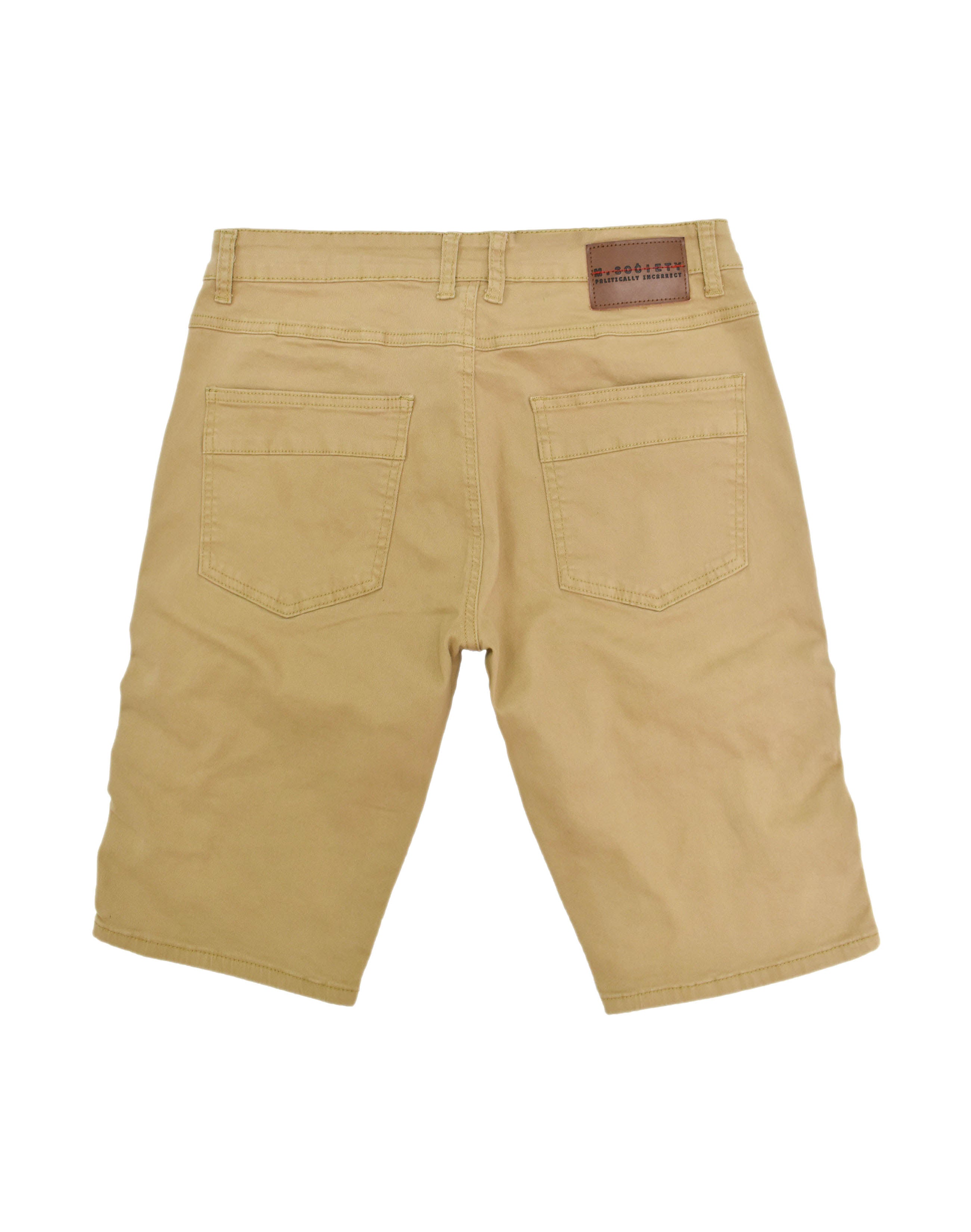 MS20570 Khaki Panel Denim Shorts