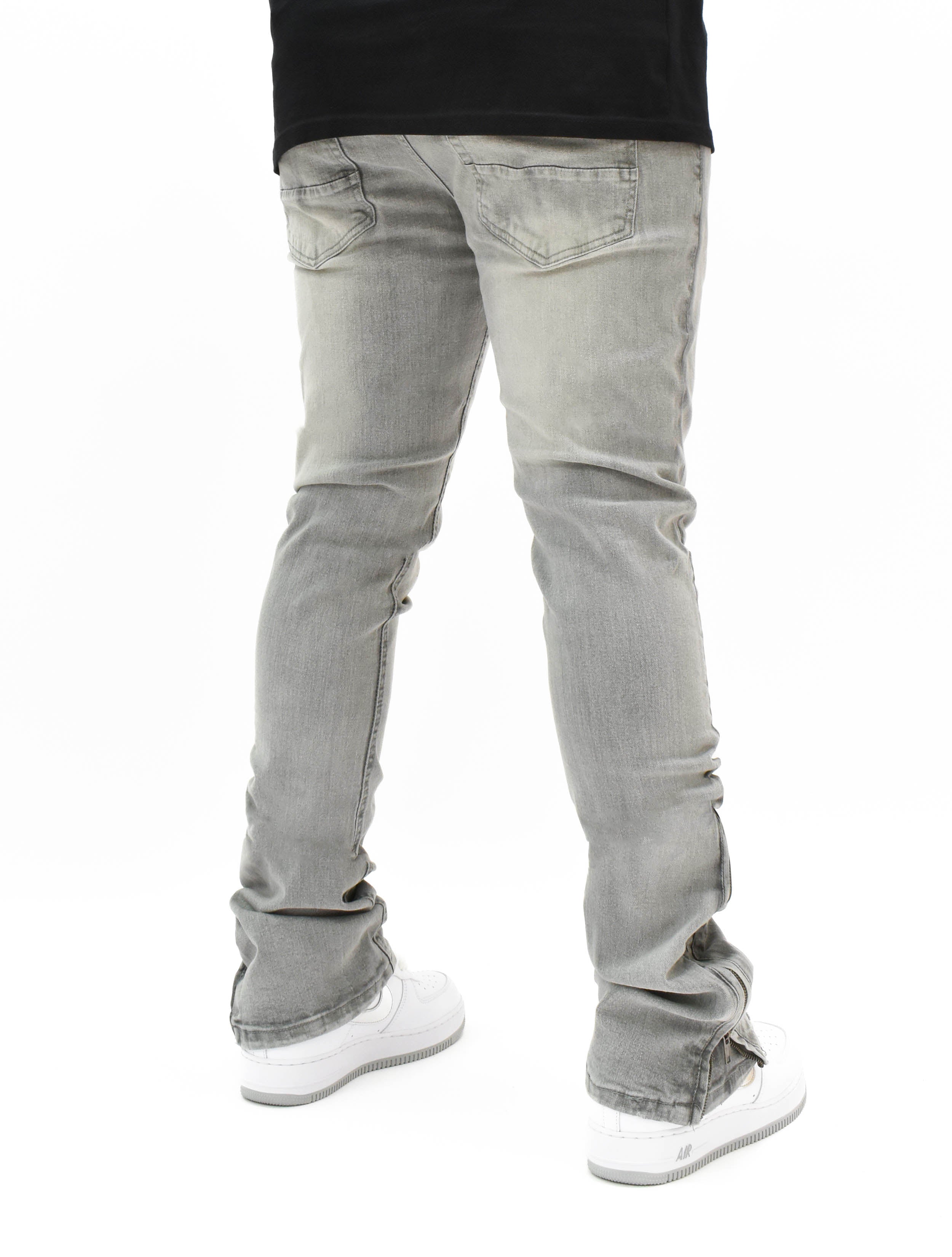 R651 Flare Stacked Zip Denim