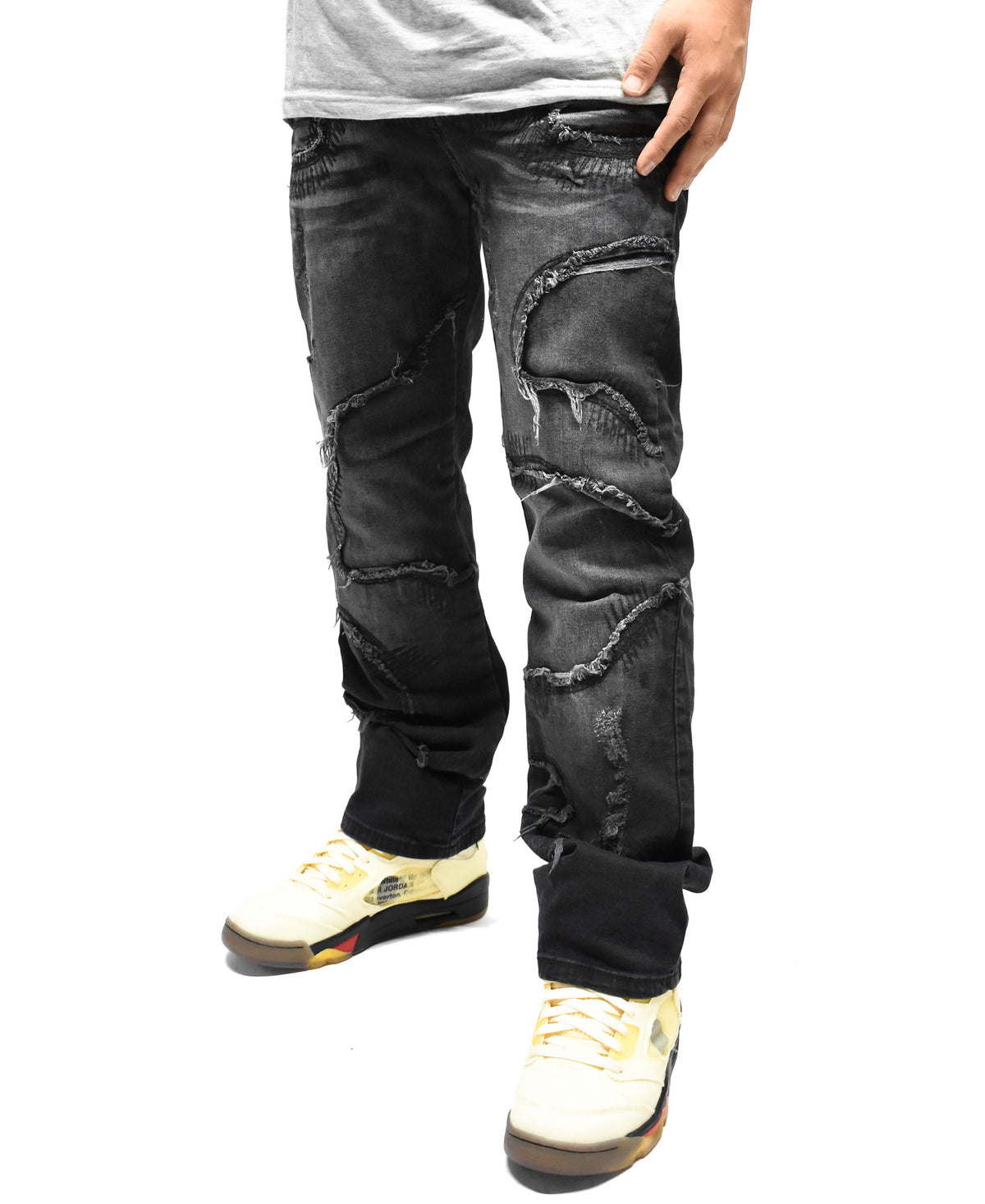 S5004 Frayed Denim