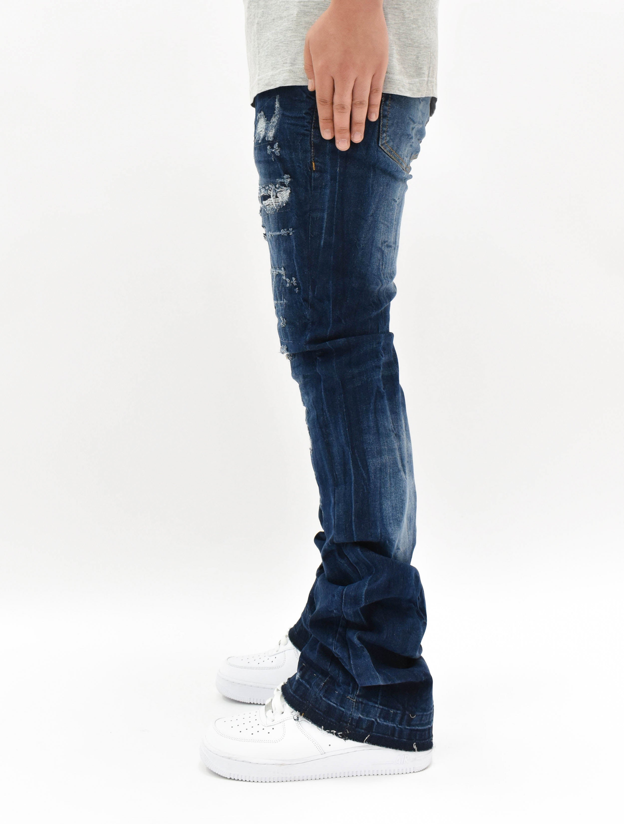 FW33893 Distressed Stacked Denim