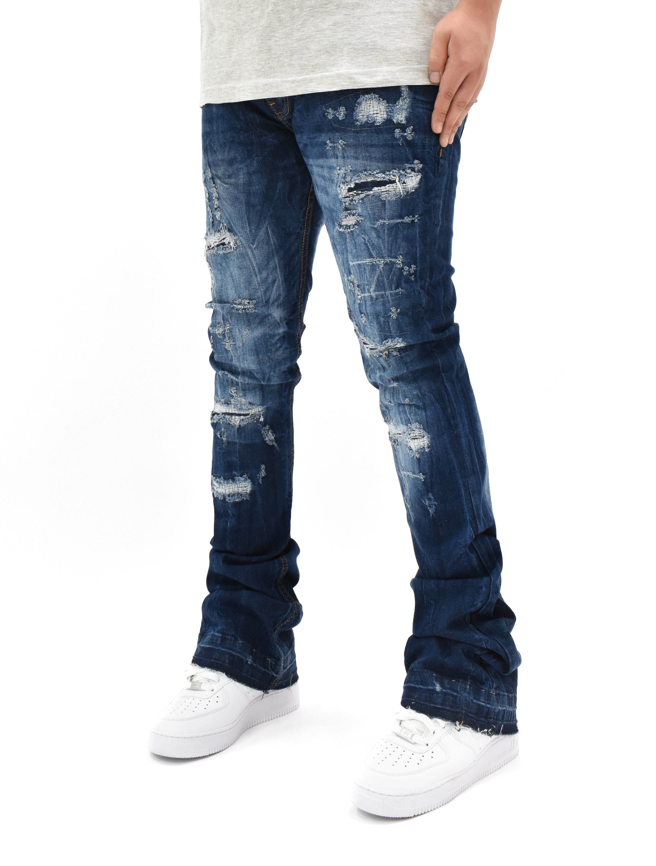 FW33893 Distressed Stacked Denim