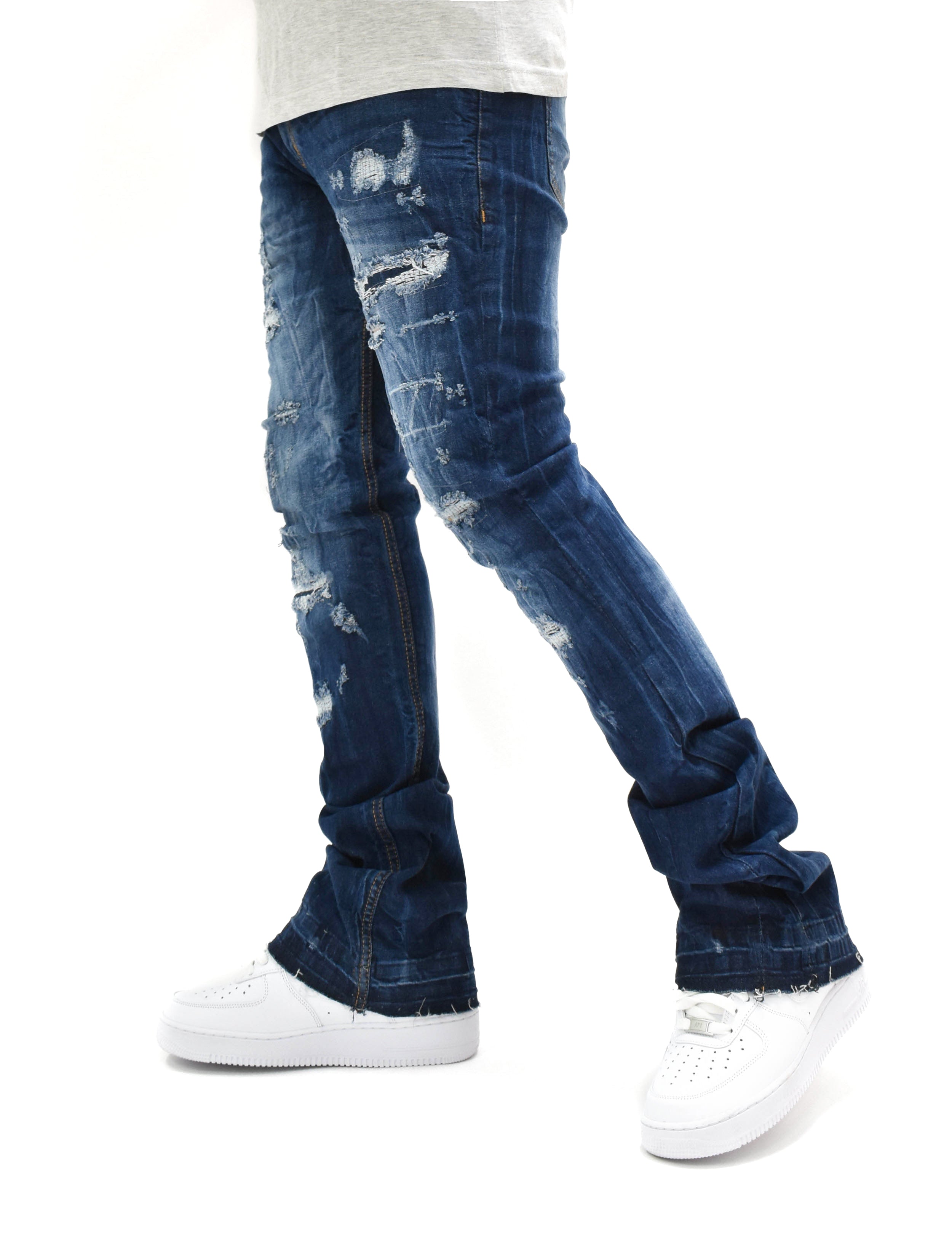 FW33893 Distressed Stacked Denim