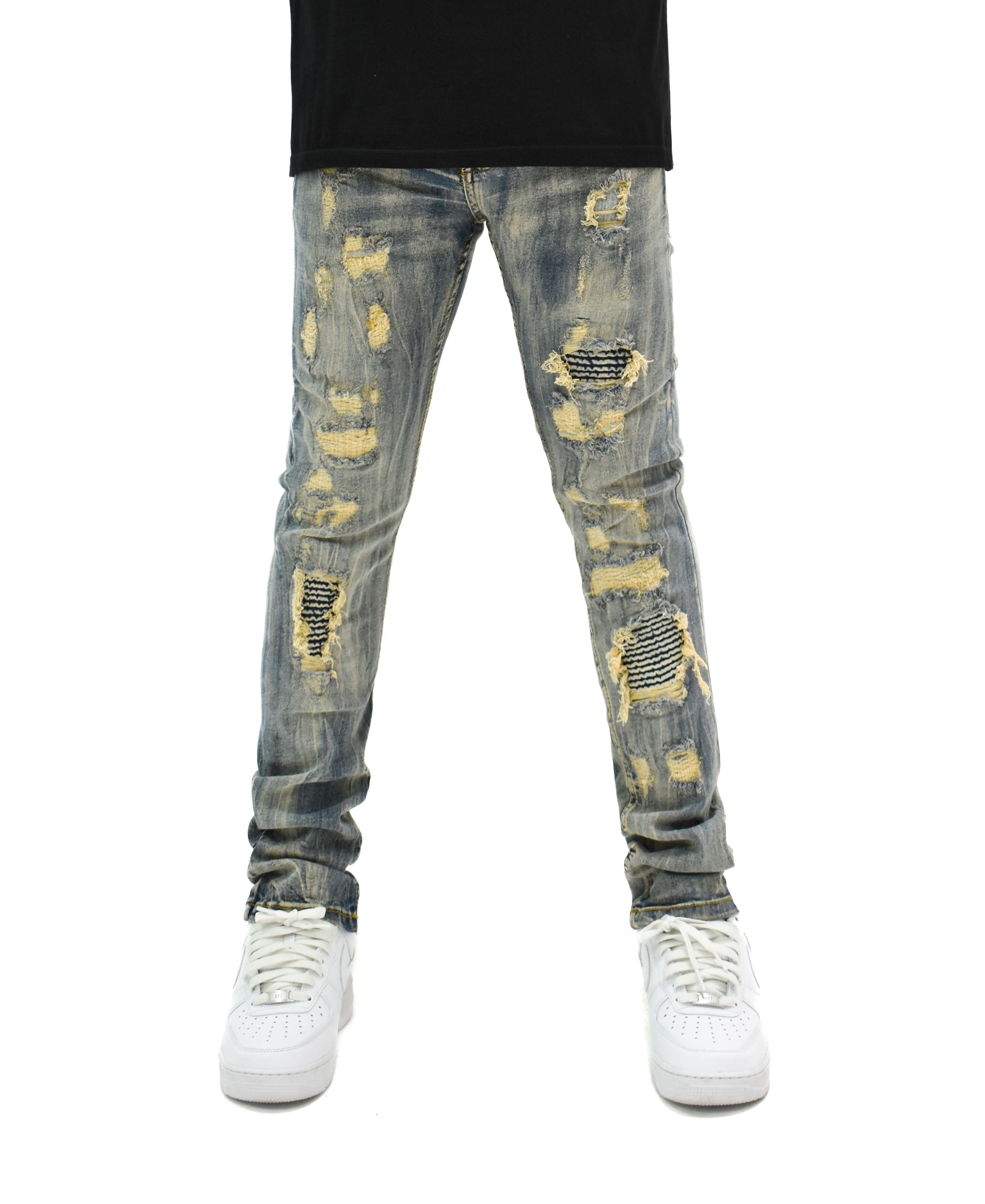 FW33705 Gashed Biker Denim