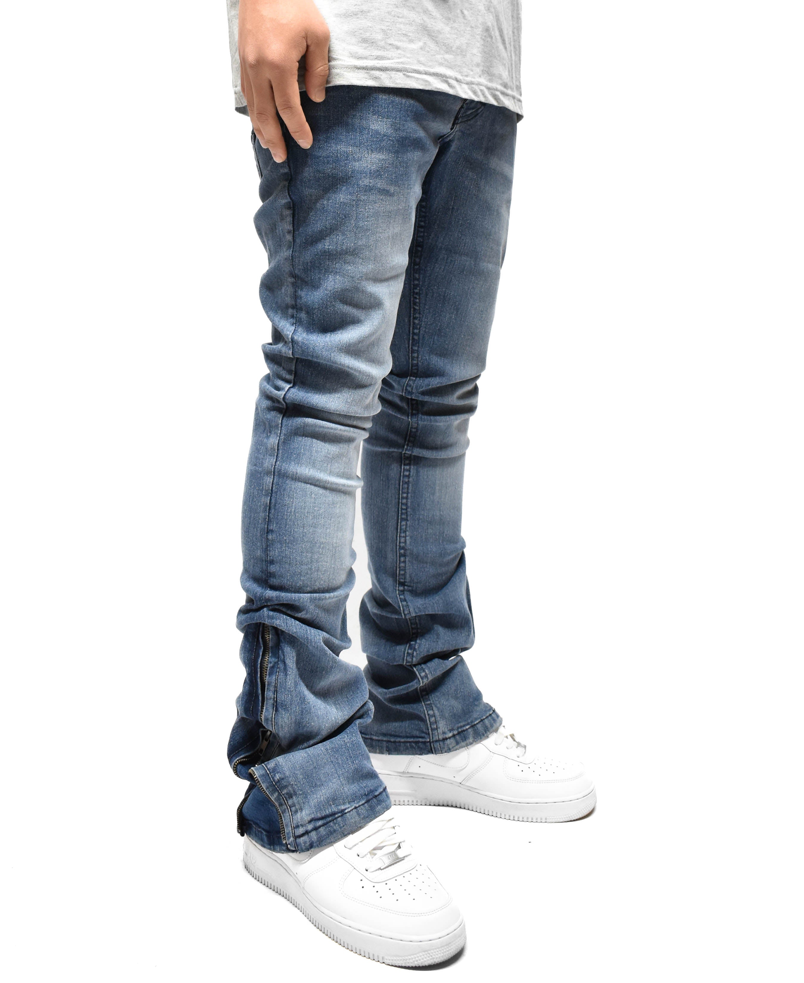 R651 Zip Flared Denim