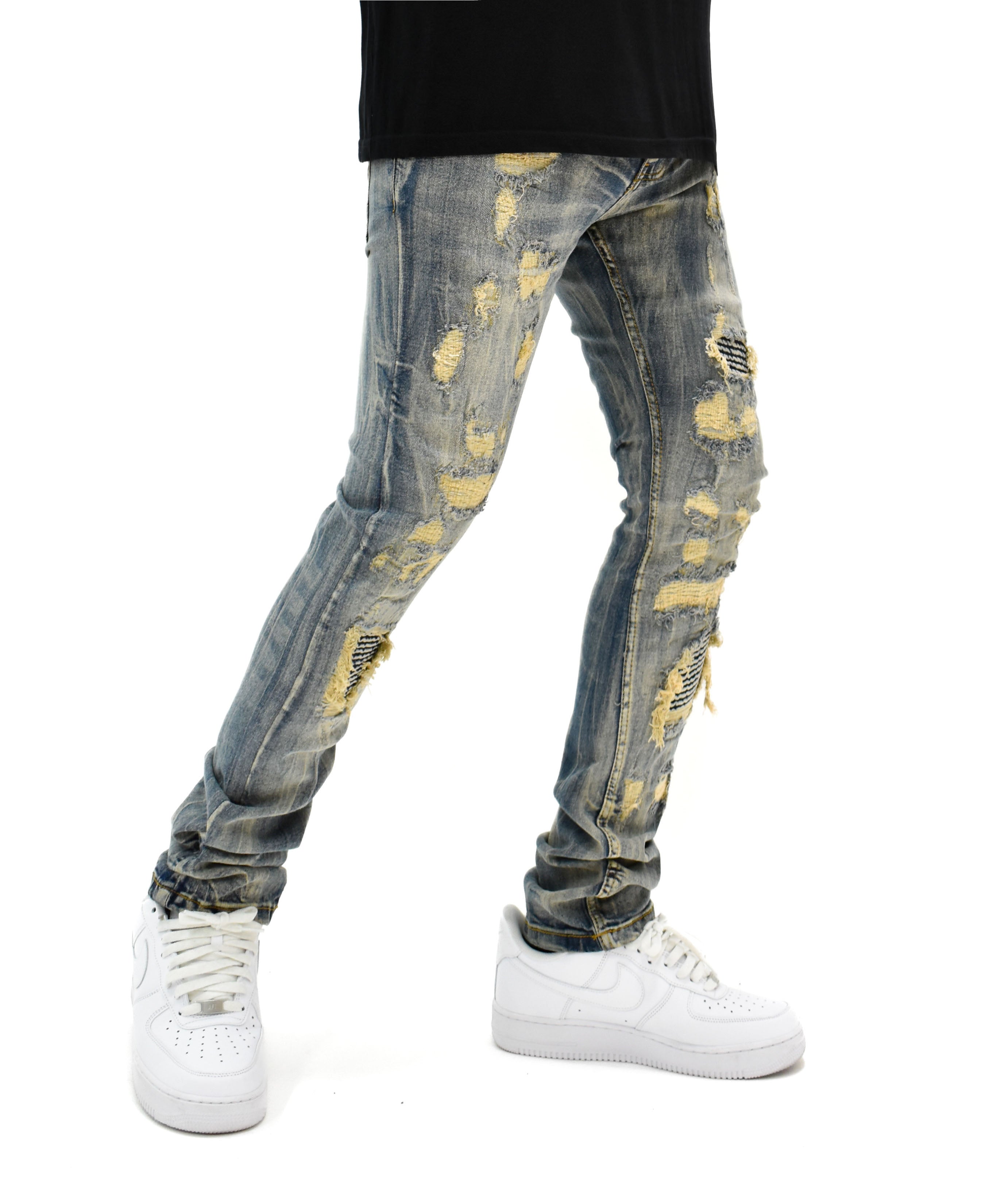 FW33705 Gashed Biker Denim