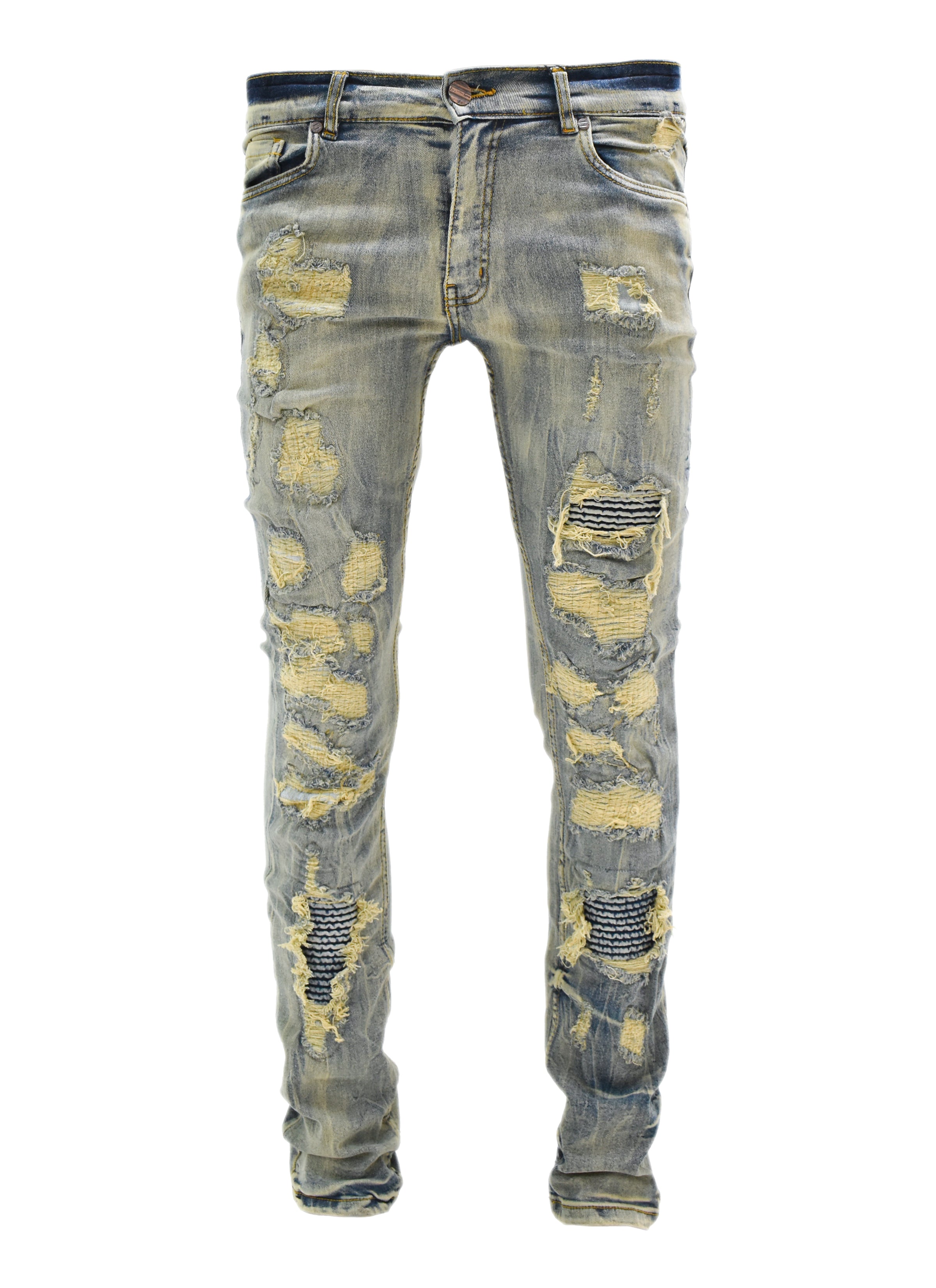 FW33705 Gashed Biker Denim