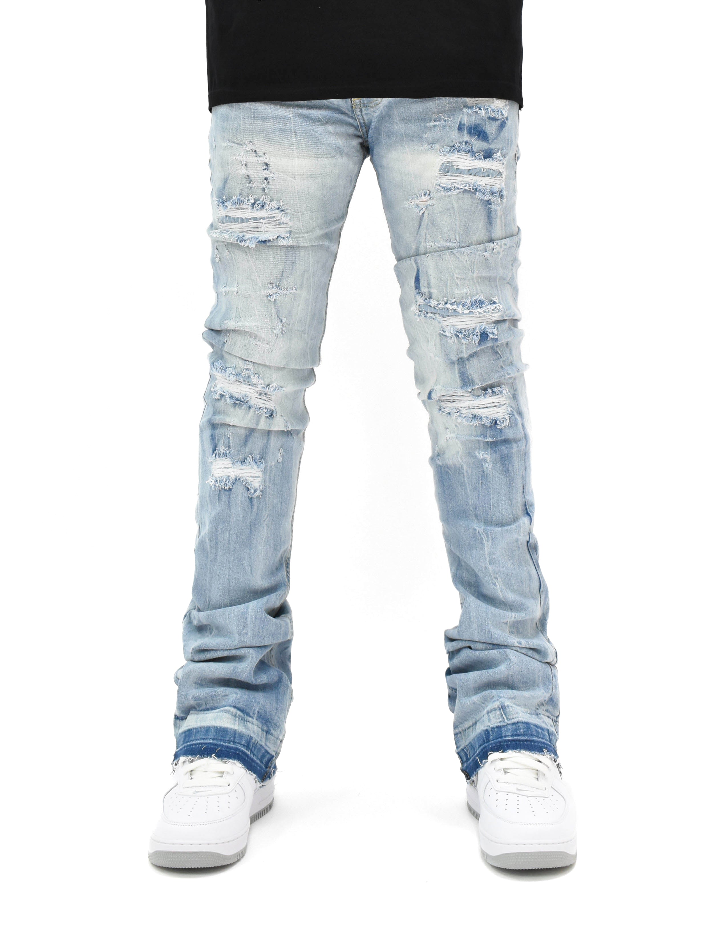 FW33893 Distressed Stacked Denim