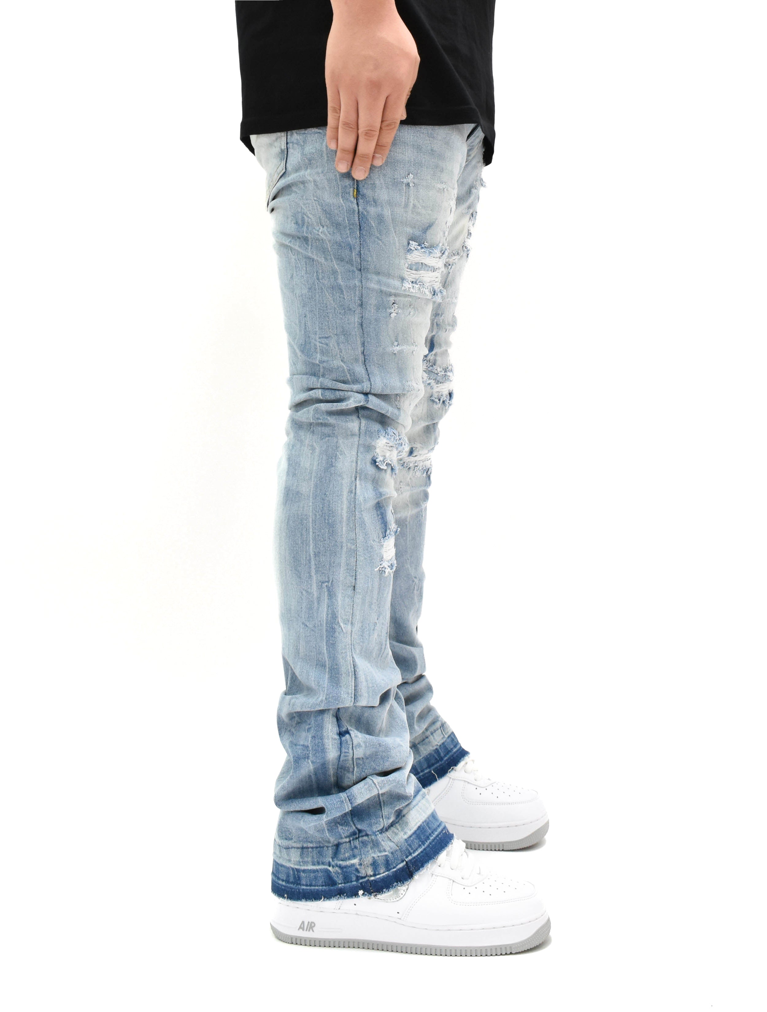 FW33893 Distressed Stacked Denim