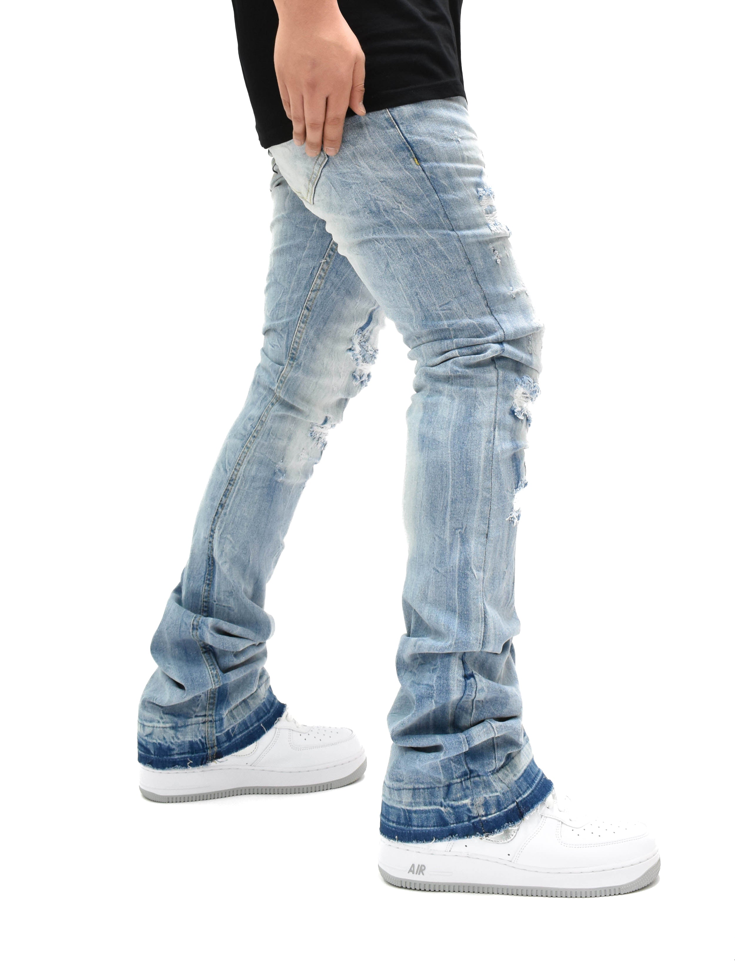 FW33893 Distressed Stacked Denim