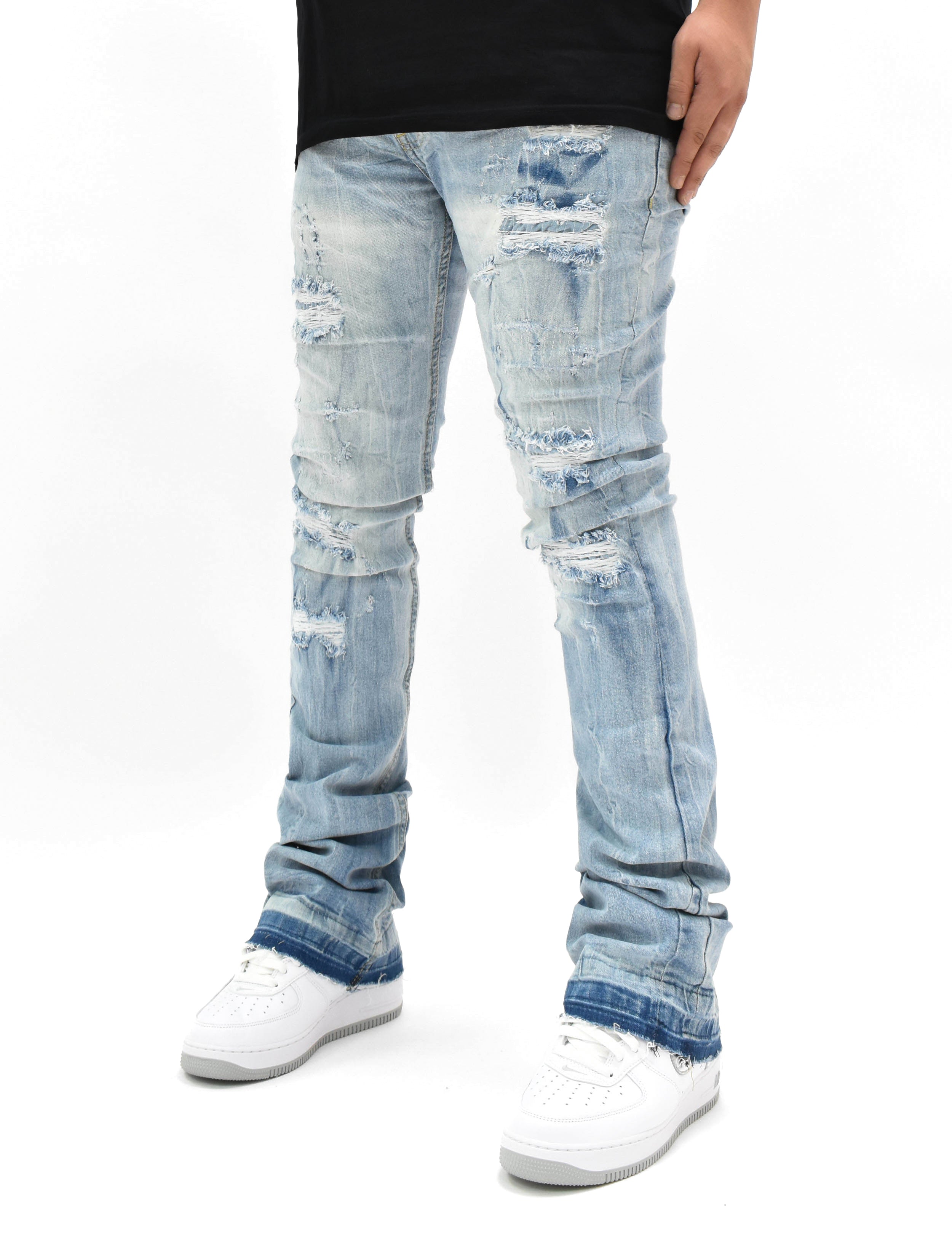 FW33893 Distressed Stacked Denim