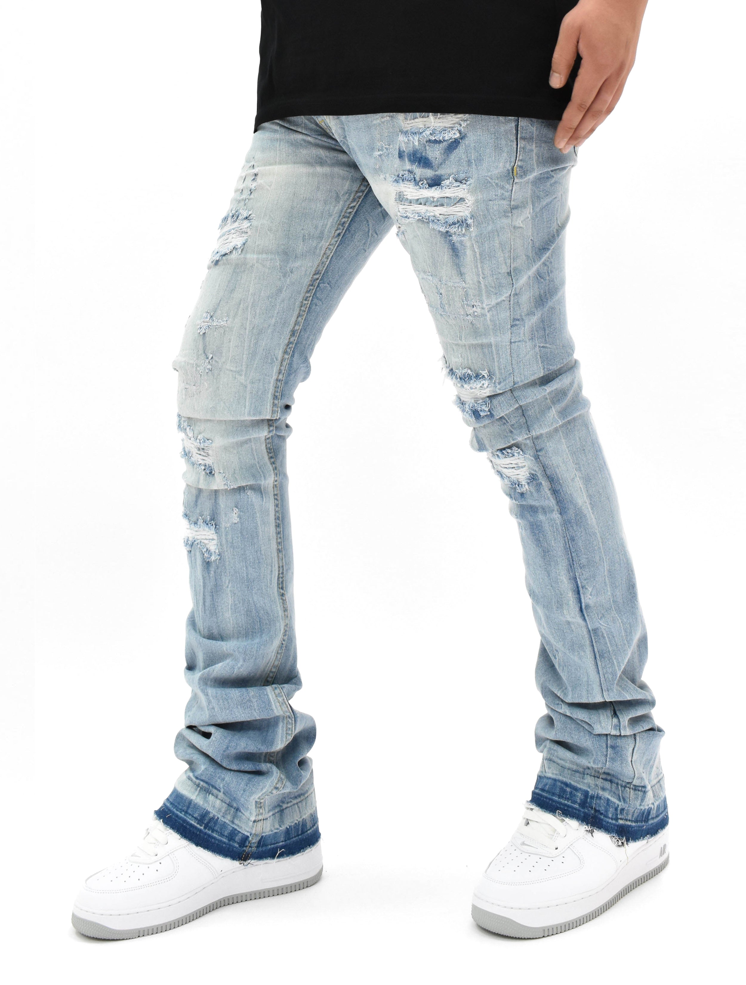 FW33893 Distressed Stacked Denim