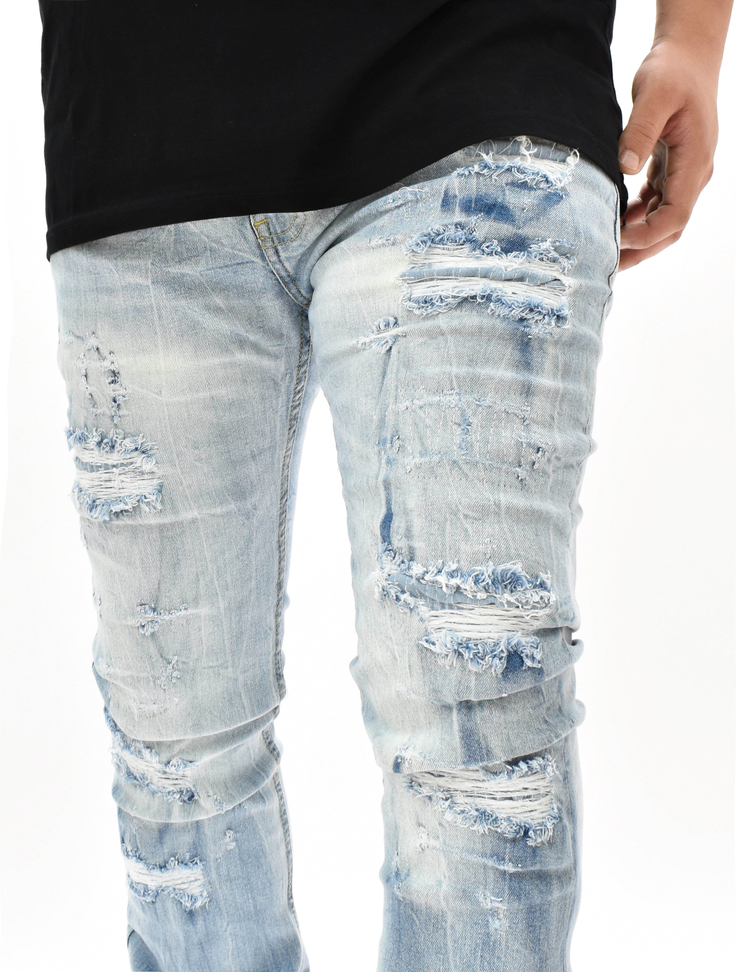 FW33893 Distressed Stacked Denim