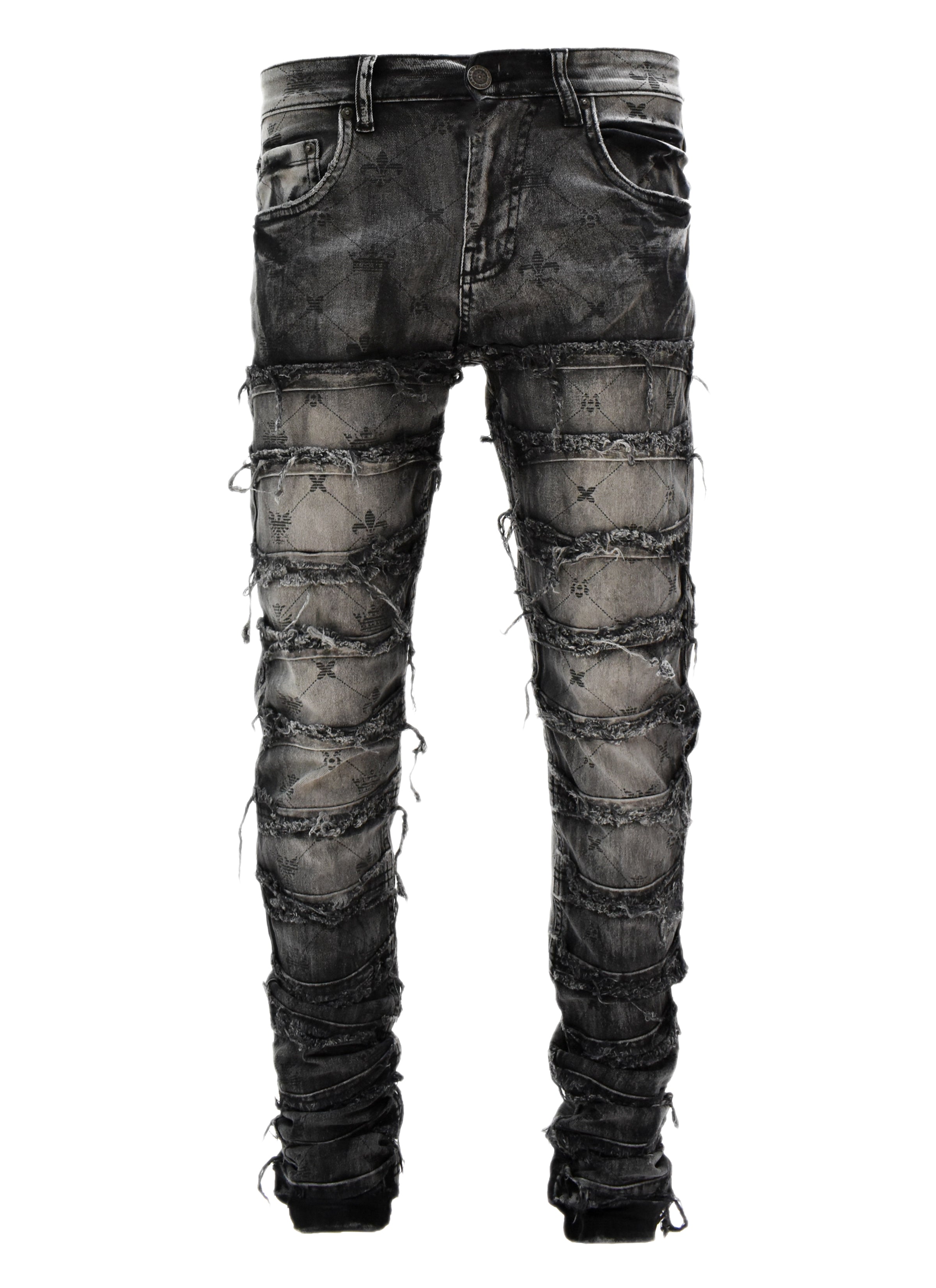 T4001 Distressed Print Denim