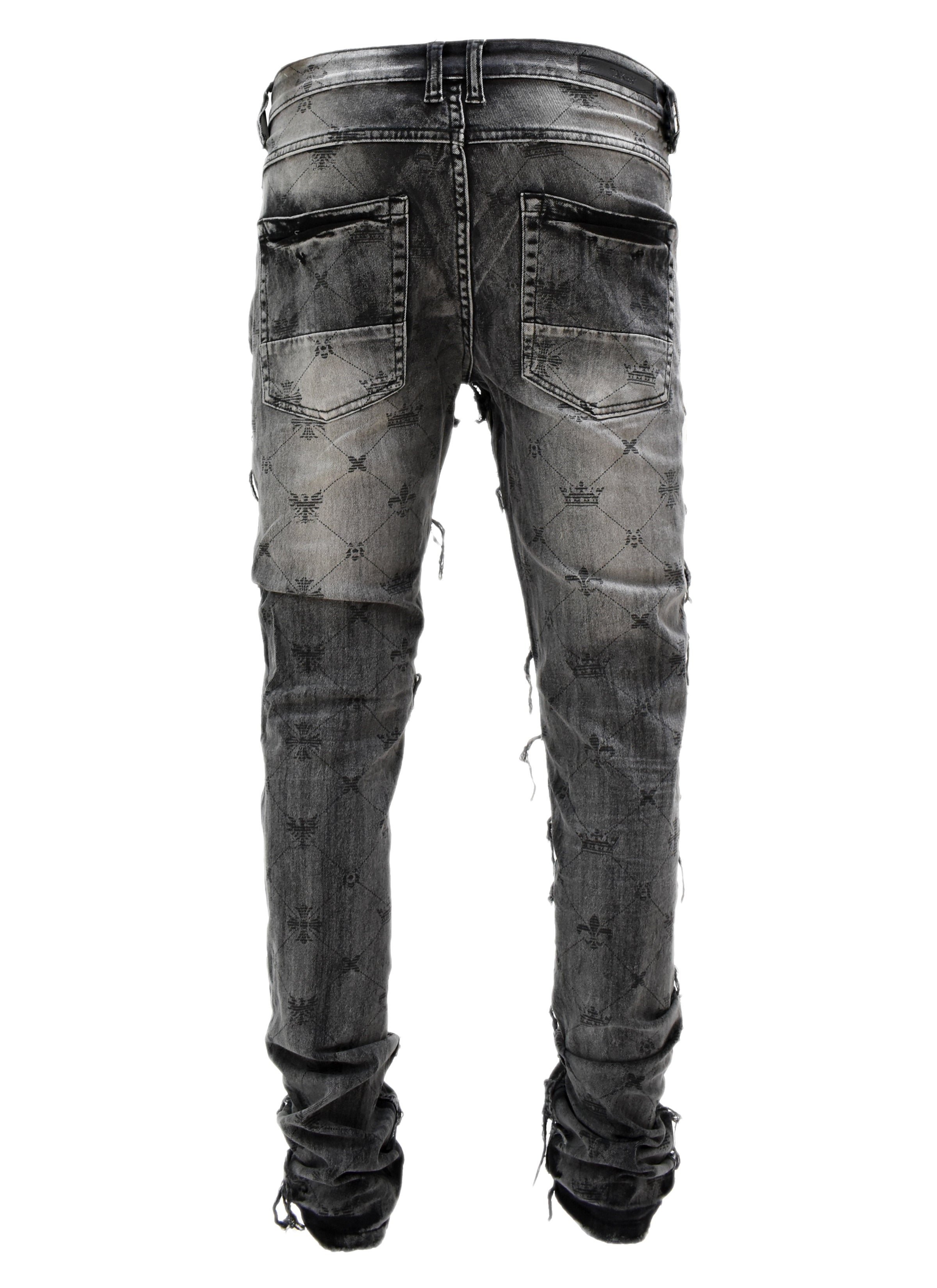 T4001 Distressed Print Denim